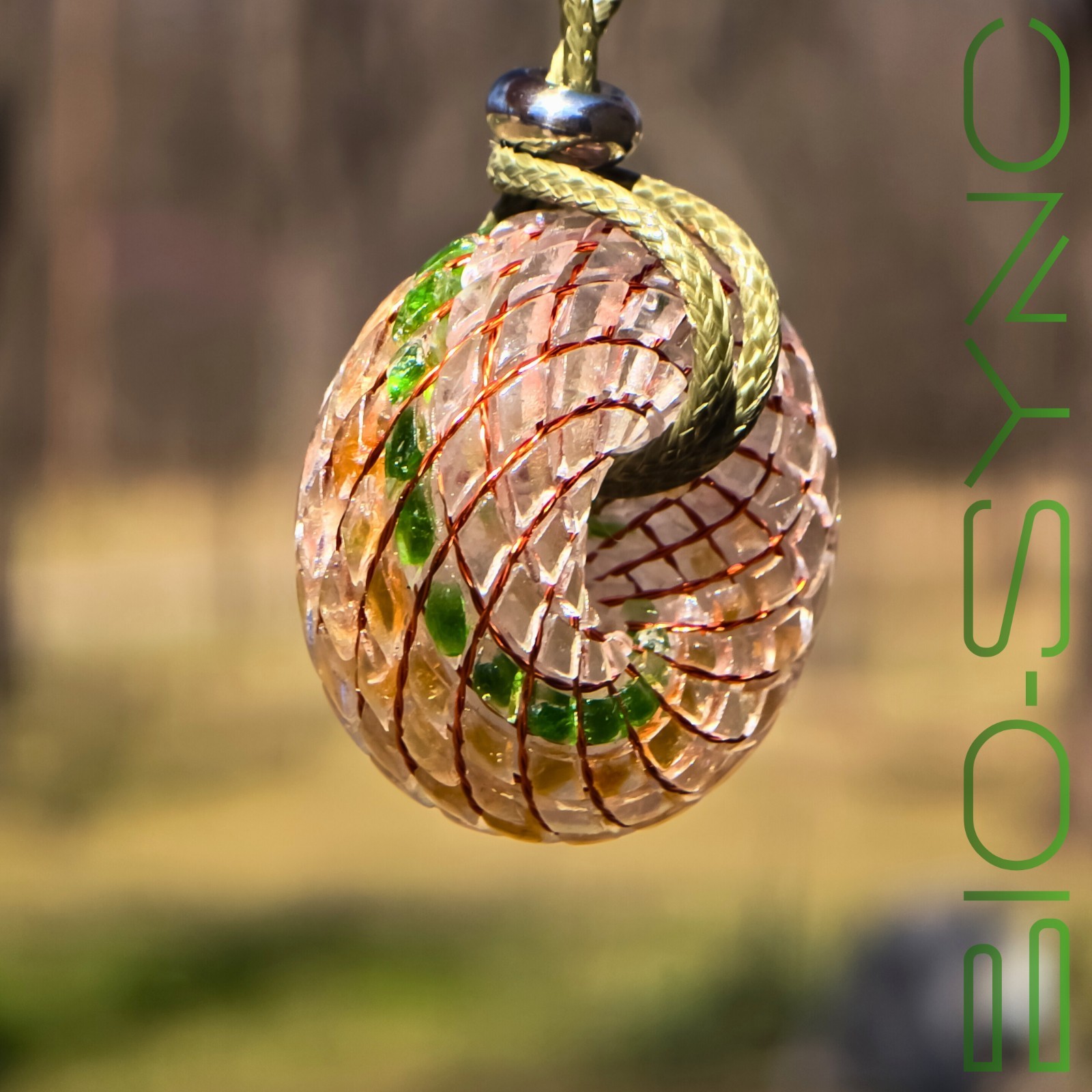 Phi Torus Vortex Energy Pendant Citrine Topaz Sunstone Phenacite Chrome Diopside
