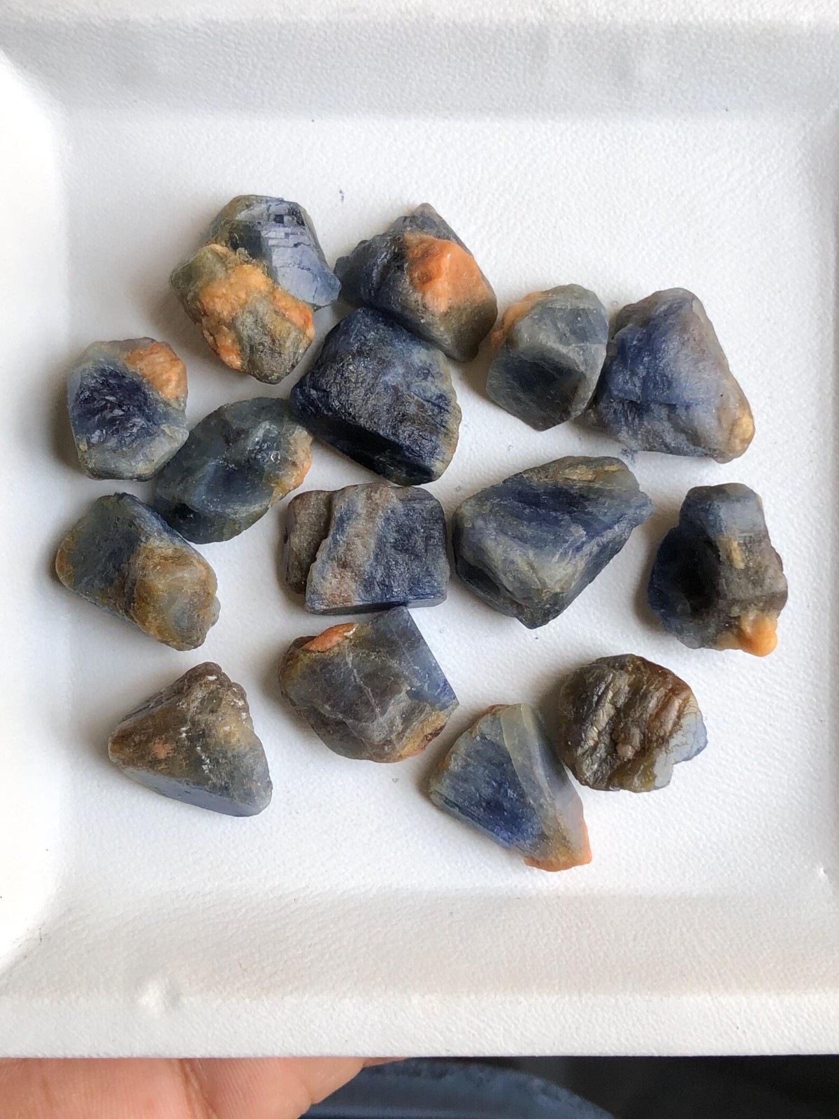 268.45 Ct Natural Blue Sapphire Rough, 15 Pieces Raw Sapphire Crystal, Specimen