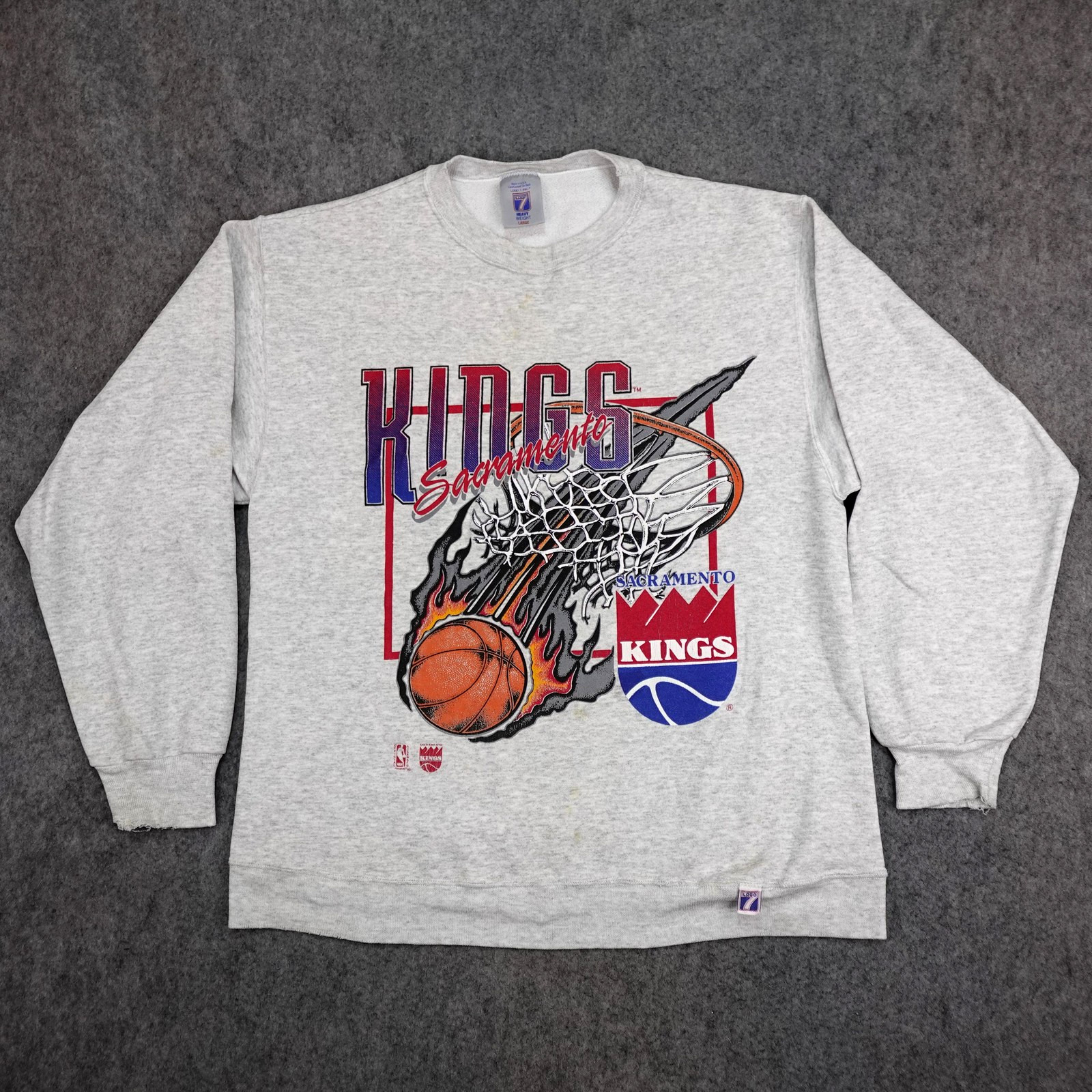 Vintage Sacramento Kings Sweatshirt Mens Large Crewneck NBA Logo 7 Sweater 90s