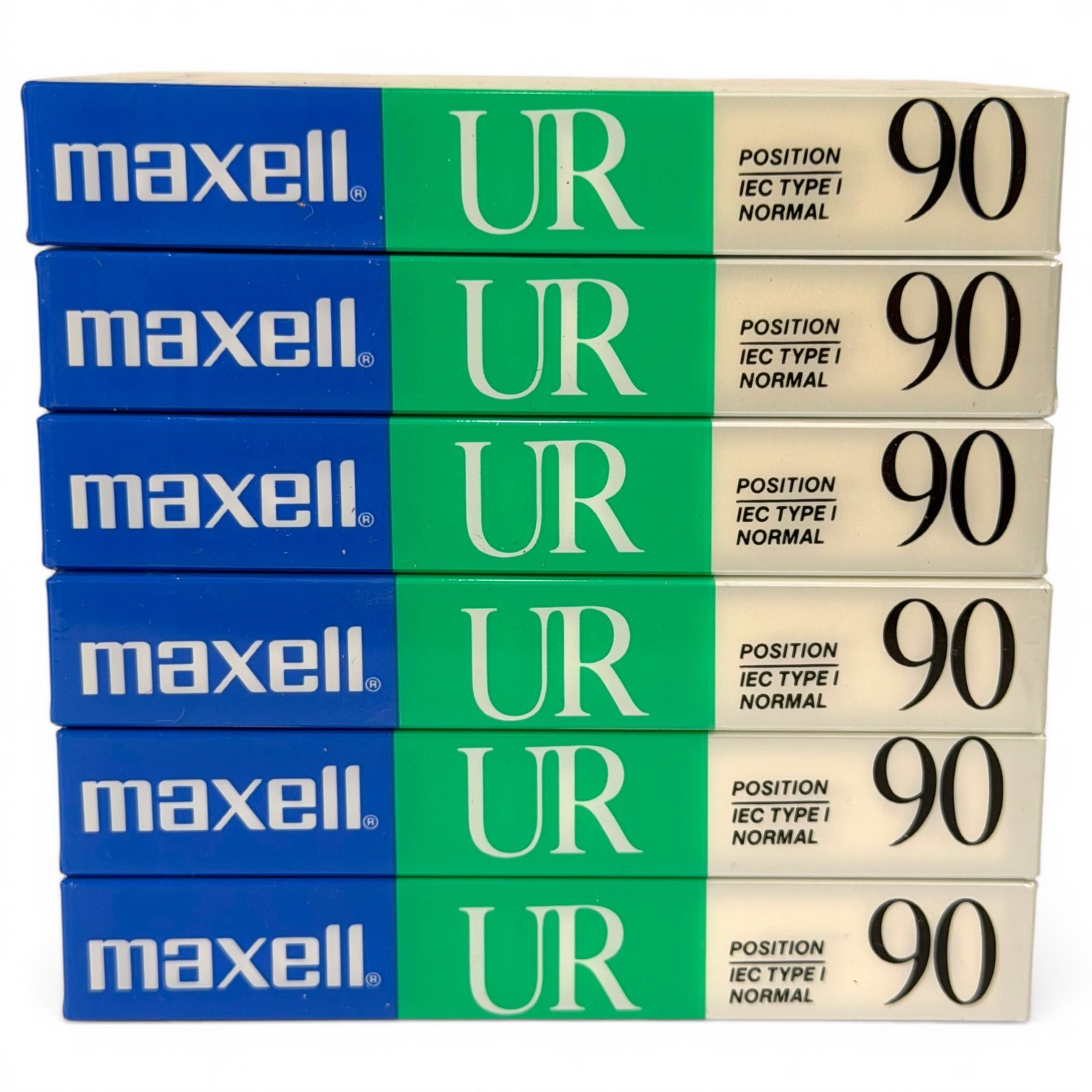6 pcs VTG Maxell UR 90 Normal Bias Cassette Tape 135m 440ft IRC Type I - SEALED