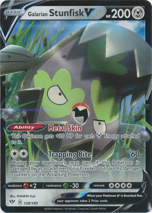 Holo Galarian Stunfisk V 128/189 Ultra Rare SWSH03: Darkness Ablaze Holo Galarian Stunfisk V 128/189 Ultra Rare SWSH03: Darkness Ablaze
