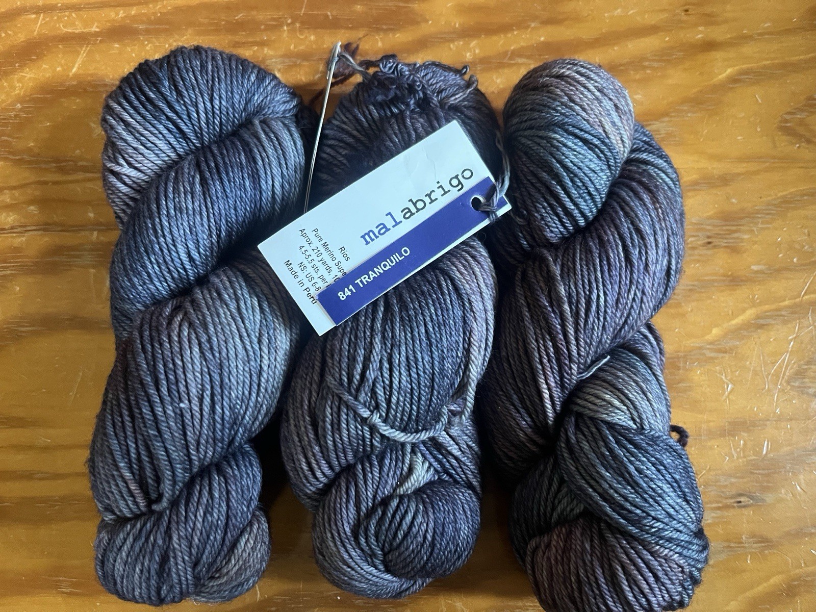 3 Skeins of Malabrigo Rios, Tranquilo Colorway