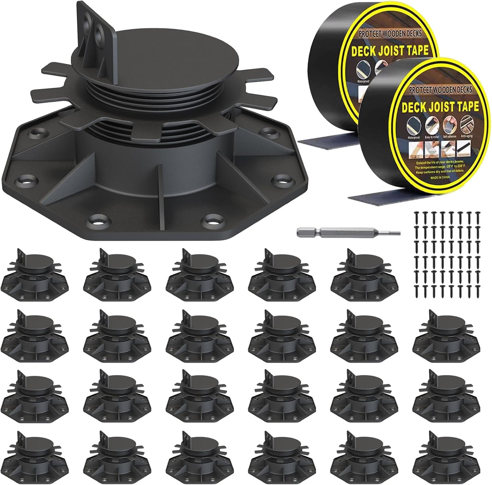 24-Pack Adjustable Deck Support Pedestals, 1.18 24-Pack Adjustable Deck Support Pedestals, 1.18