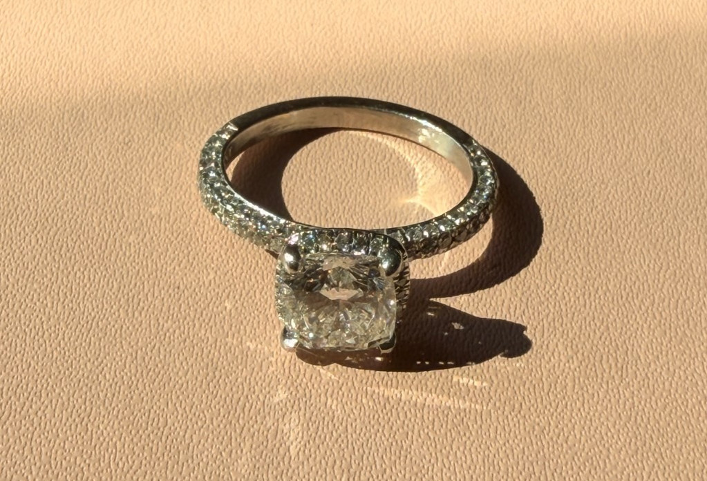 GIA 2.42 CTW Natural Diamond Platinum Ring 1.80ct E SI1 Cushion Size 5