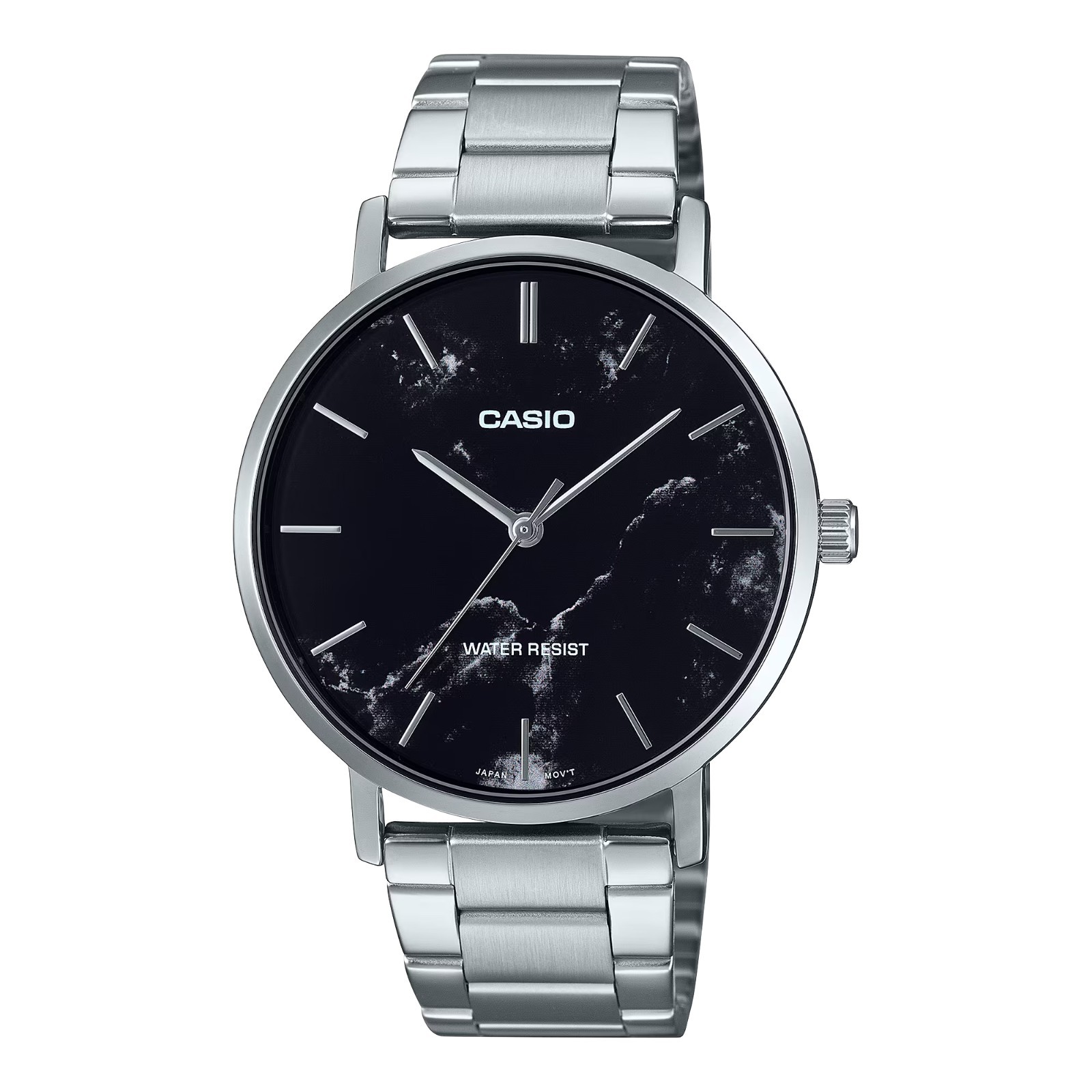 Casio MTP-VT01DM-1A NEW Men's Watch Quartz Analog Black Marble-inspired Dial