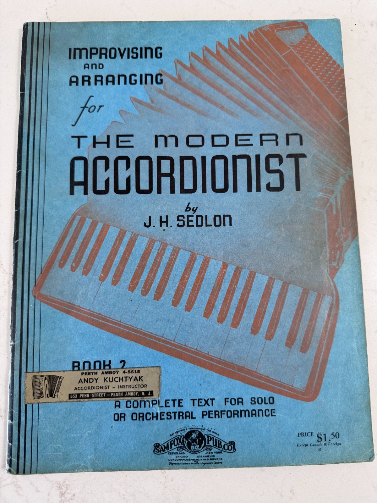 1938 J H Sedlon Modern Accordionist Book 2 Improvising Arranging Vintage
