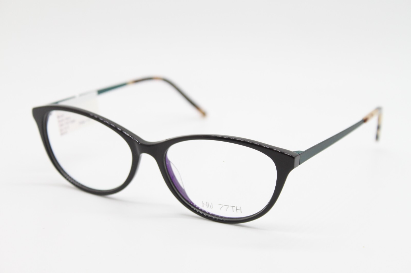 NEW NW 77TH BLOUSE COL 3 BLACK TEAL OVAL AUTHENTIC EYEGLASSES 51-15