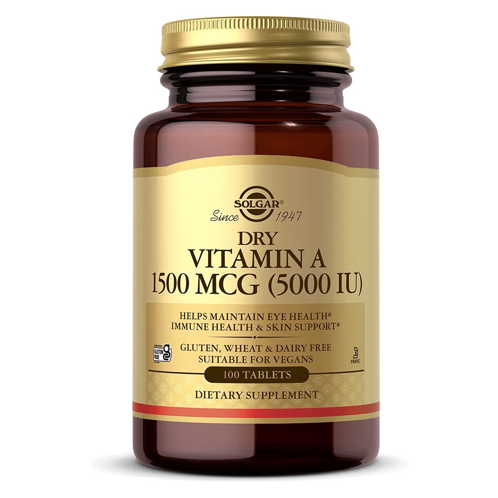 Solgar Dry Vitamin A 1500 mcg 5000 IU 100 Tablets Solgar Dry Vitamin A 1500 mcg 5000 IU 100 Tablets