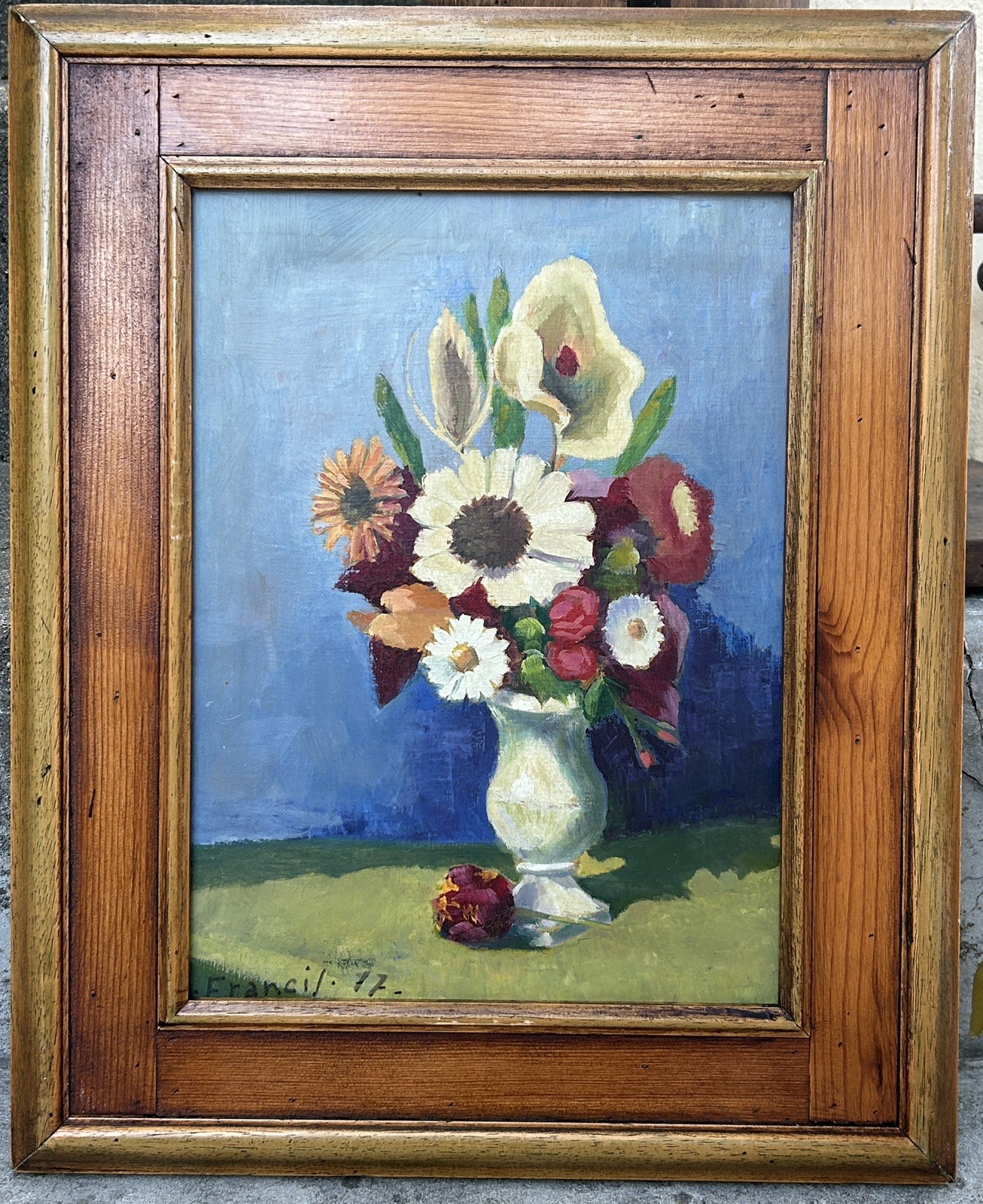 Vintage Original Oil Painting Impressionist Floral Bouquet, Signed, Framed