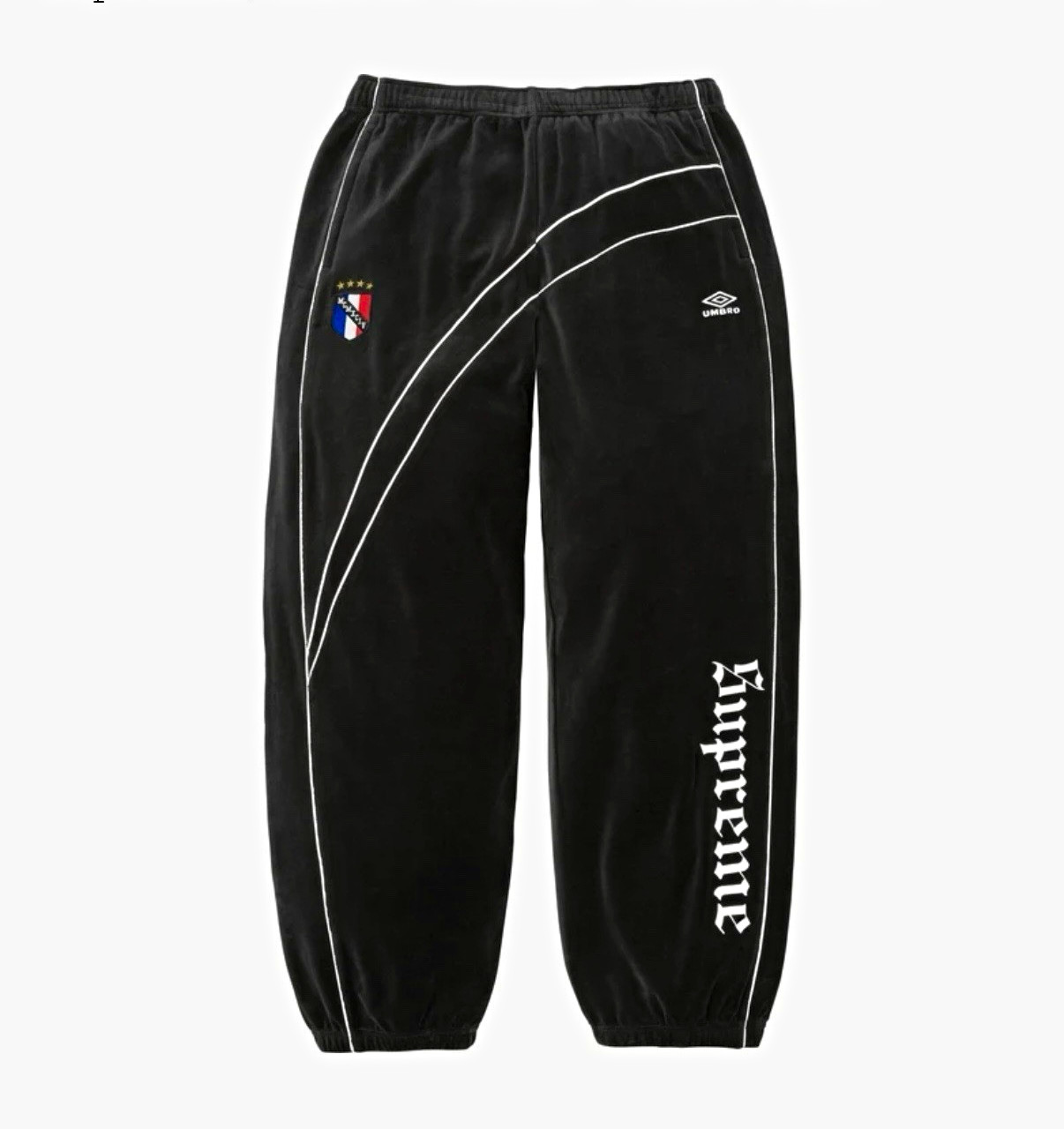 Supreme x Umbro Velour Track Pants Black/White Size Large