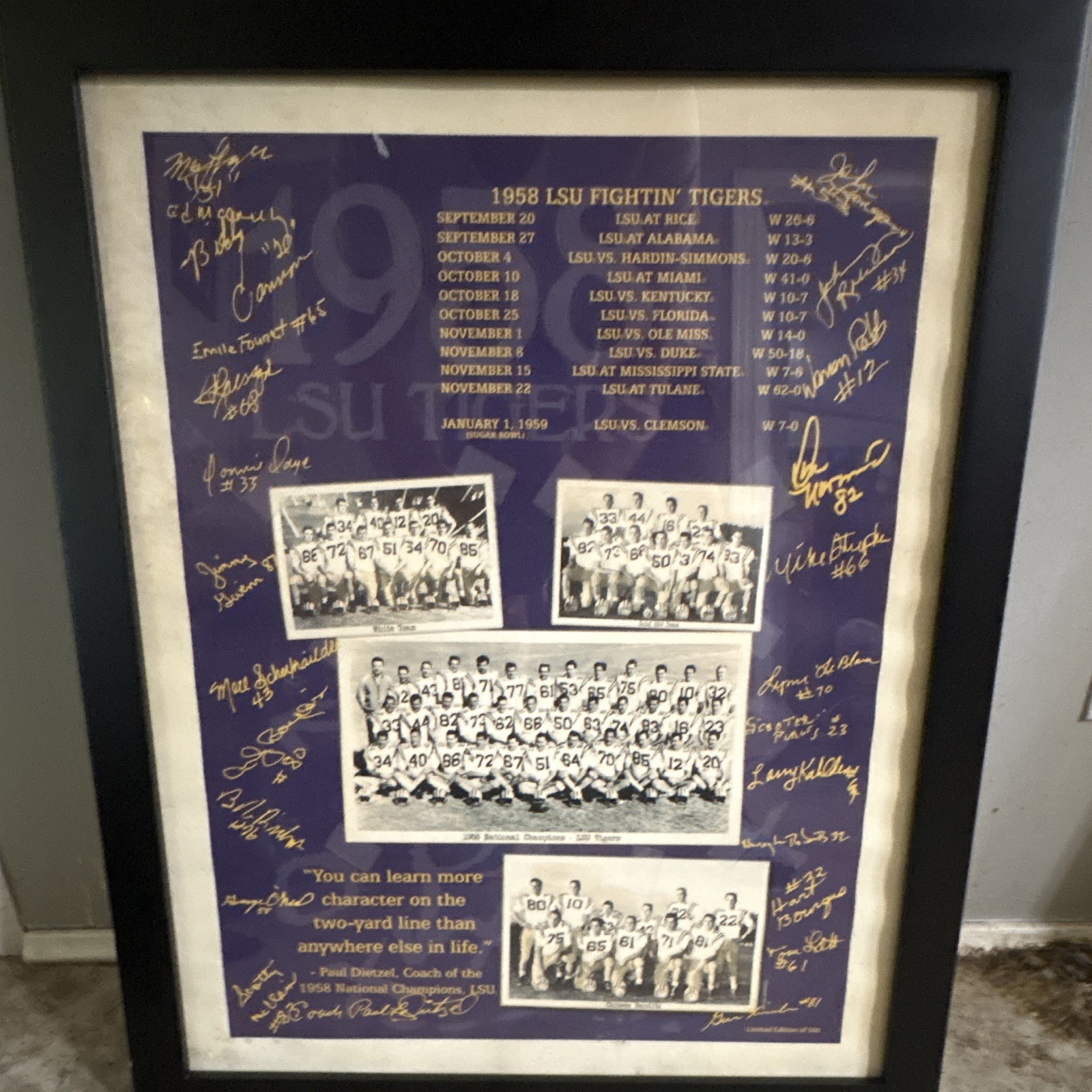 LSU Fighting Tigers 1958 Football National Championship Framed Photo Collage LSU Fighting Tigers 1958 Football National Championship Framed Photo Collage