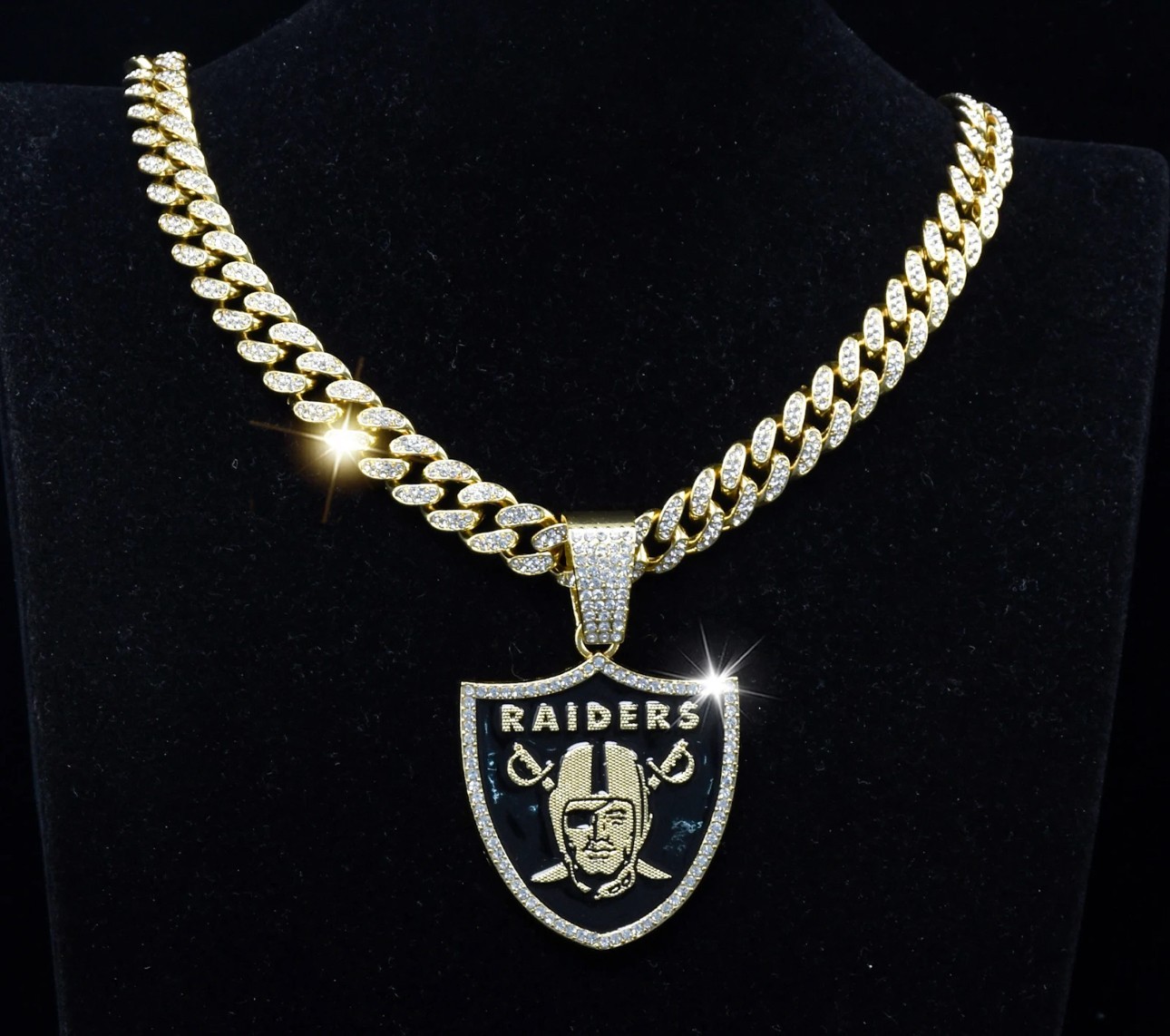 Las Vegas Raiders Gem Chain Necklace 24\ Las Vegas Raiders Gem Chain Necklace 24\