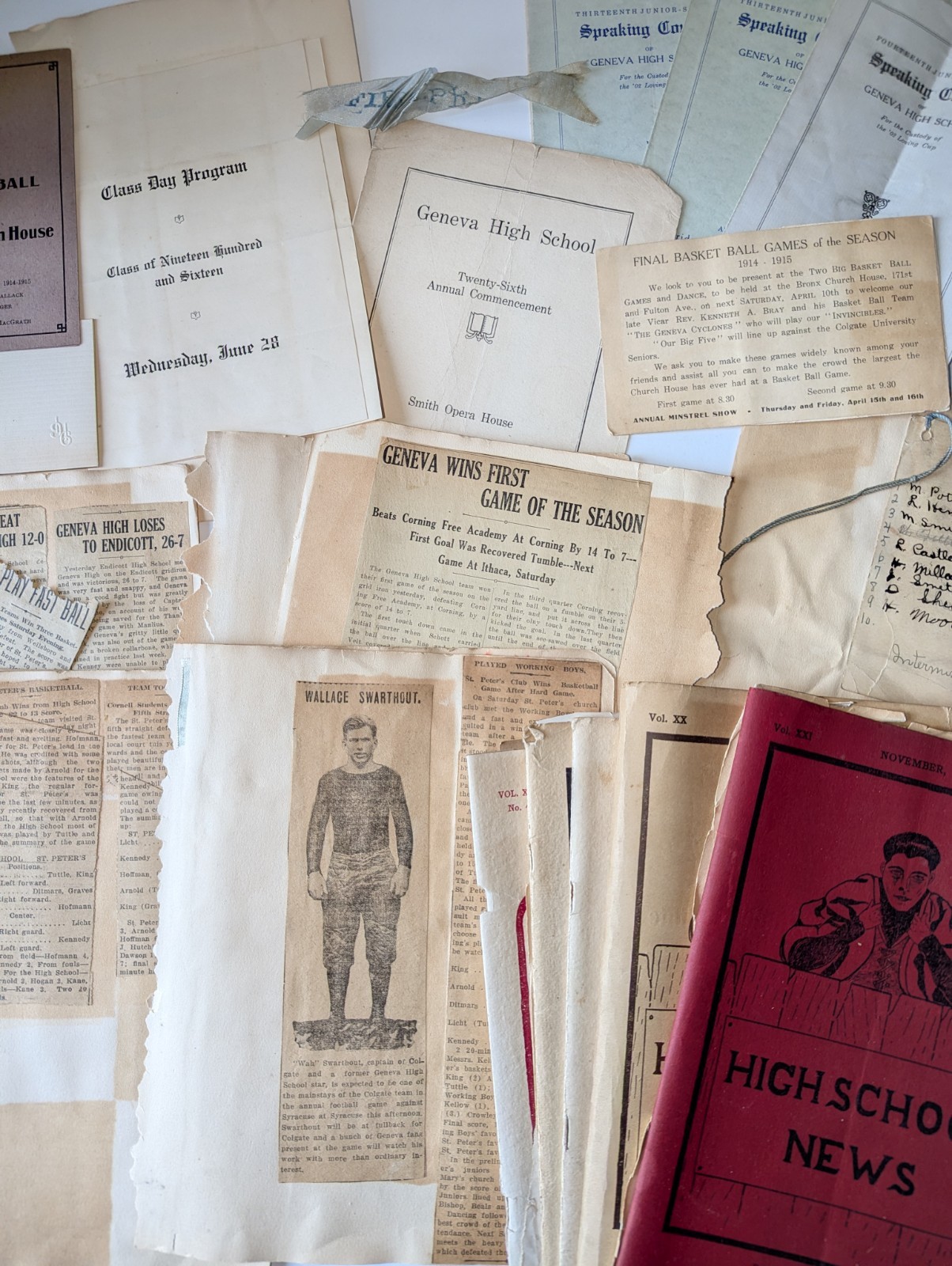 1913-1916 Geneva NY High School Ephemera Lot w/ 5 Student News Magazines 1913-1916 Geneva NY High School Ephemera Lot w/ 5 Student News Magazines