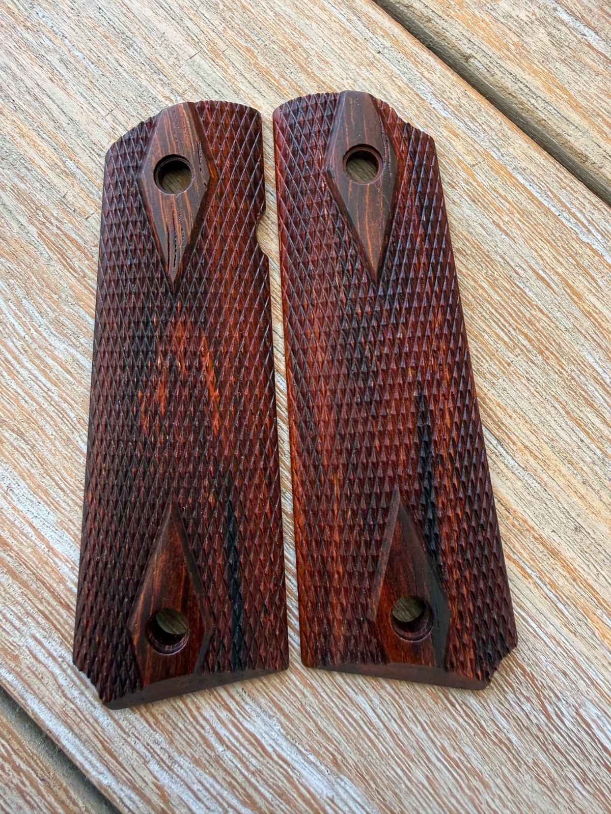 1911 Exotic Cocobolo Wood Grips Government Full Size Colt - Double Diamond