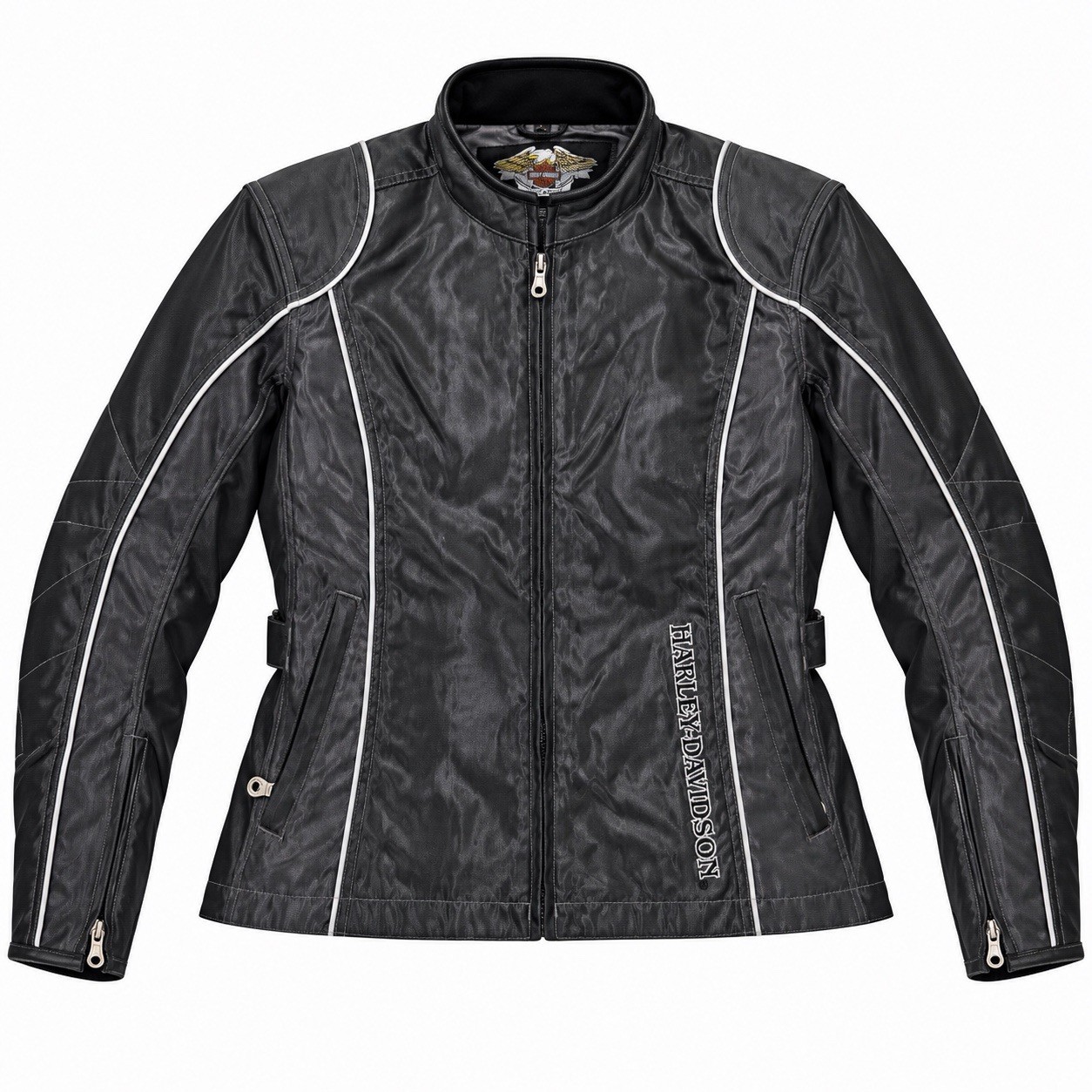 Harley-Davidson Women’s Nylon Riding Jacket Dark Gray Metallic Reflective Large