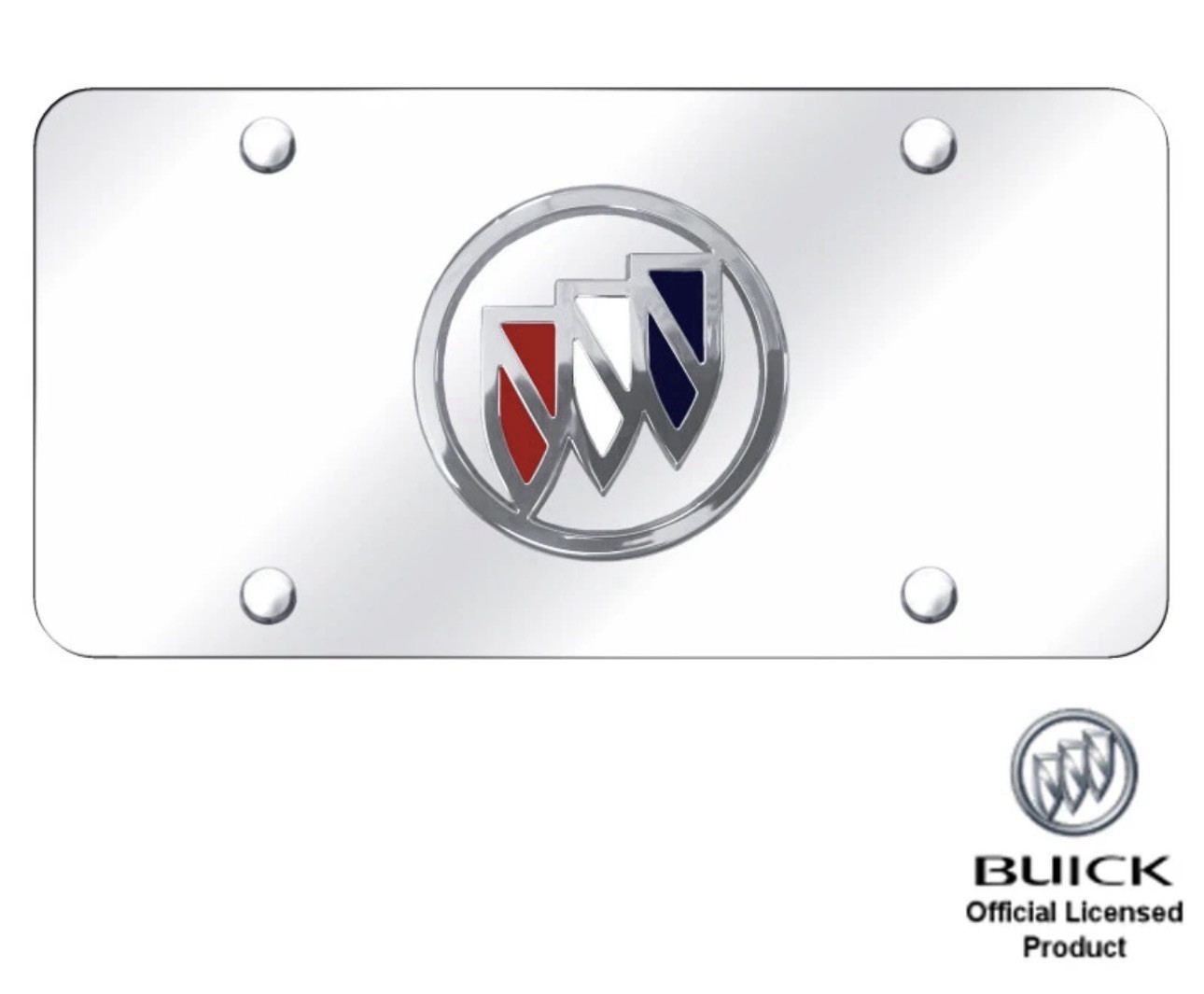 Buick Tri-Color 3D Logo Polished Stainless Steel License Plate