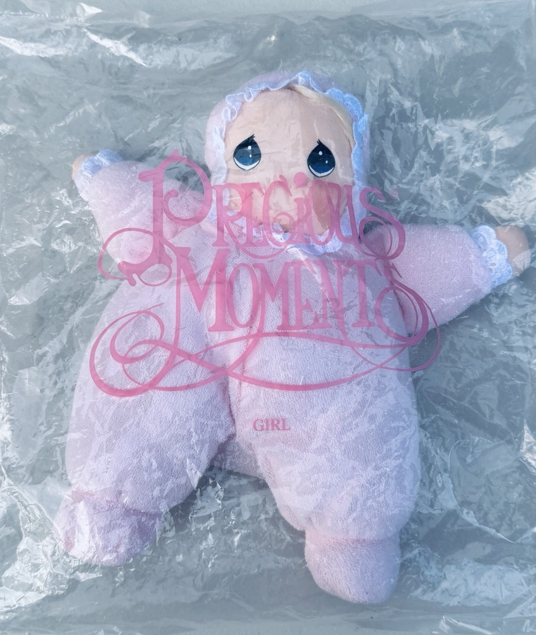 Vintage Dakin Precious Moments Pink Baby Doll Girl Avon  1997 Plush Stuffed Soft