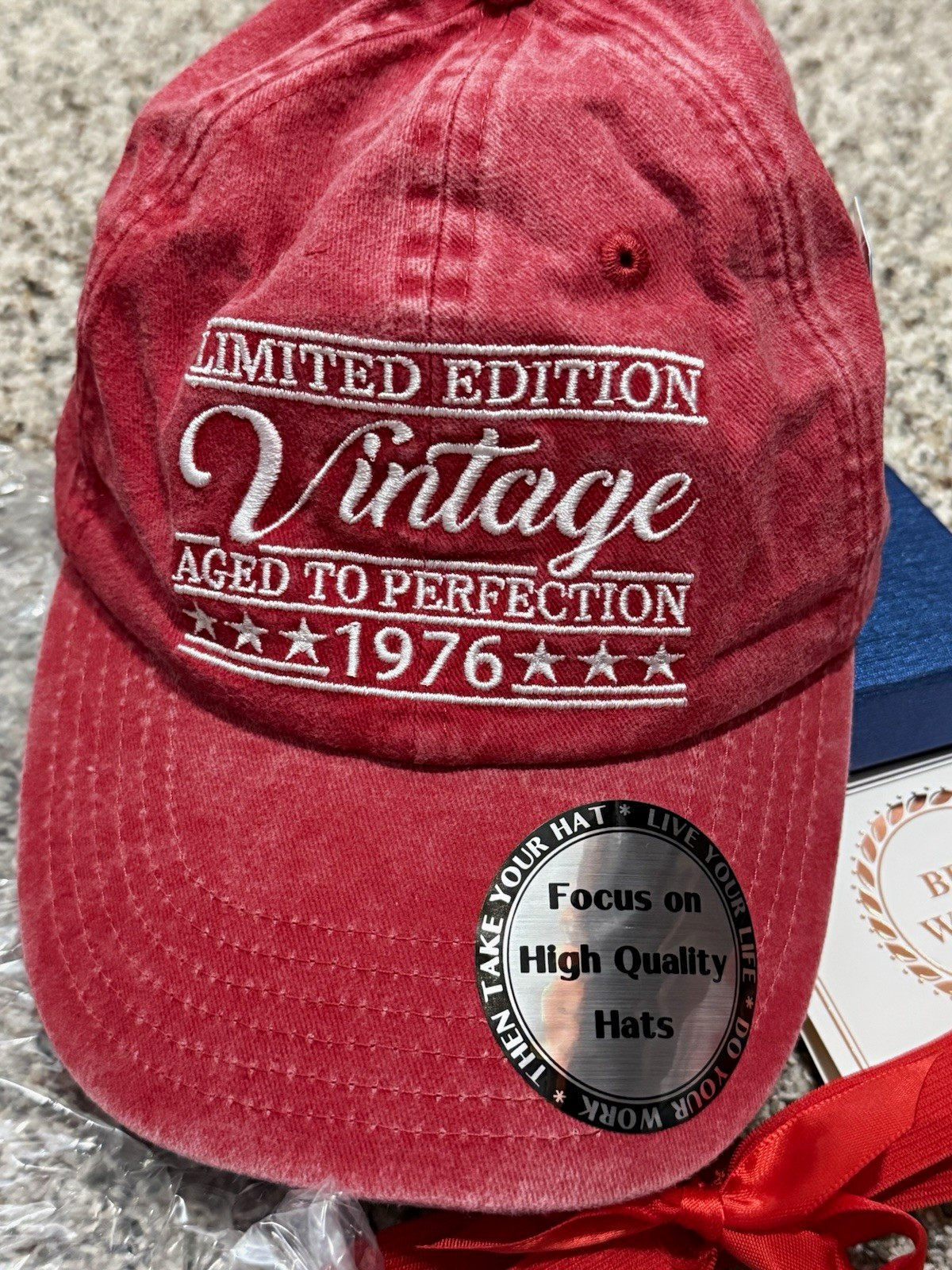 Rybicag Red Vintage 1976 Birthday Gift Cap - Adjustable, One Size Rybicag Red Vintage 1976 Birthday Gift Cap - Adjustable, One Size