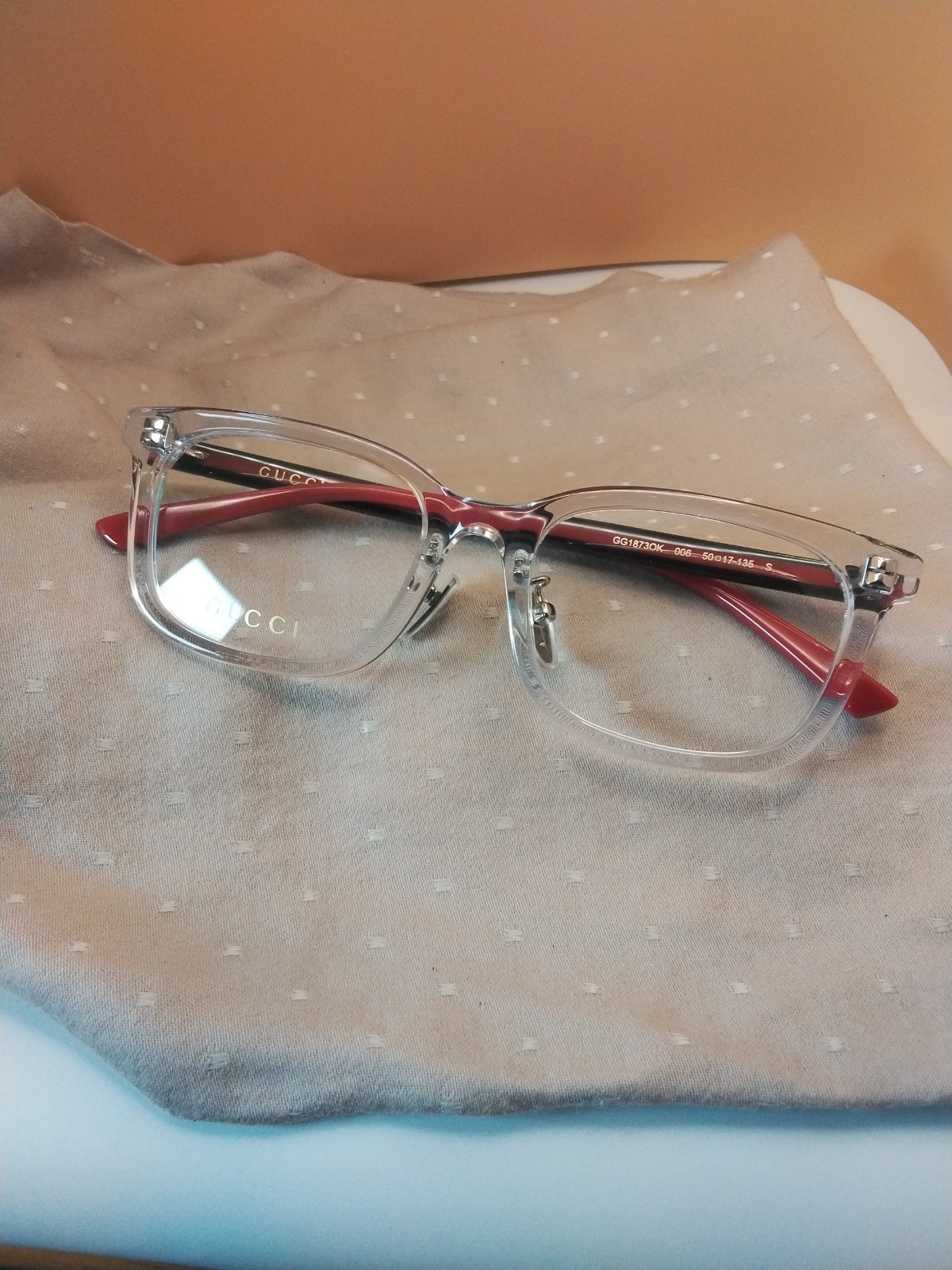 GUCCI GG 1873OK 006 50□17 135 Clear Front Red And Green Arms
