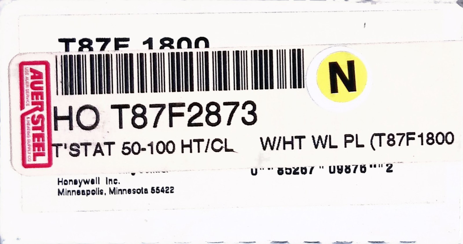 Honeywell T87F2873 Round thermostat (heat/cool) with wall plate NEW Honeywell T87F2873 Round thermostat (heat/cool) with wall plate NEW