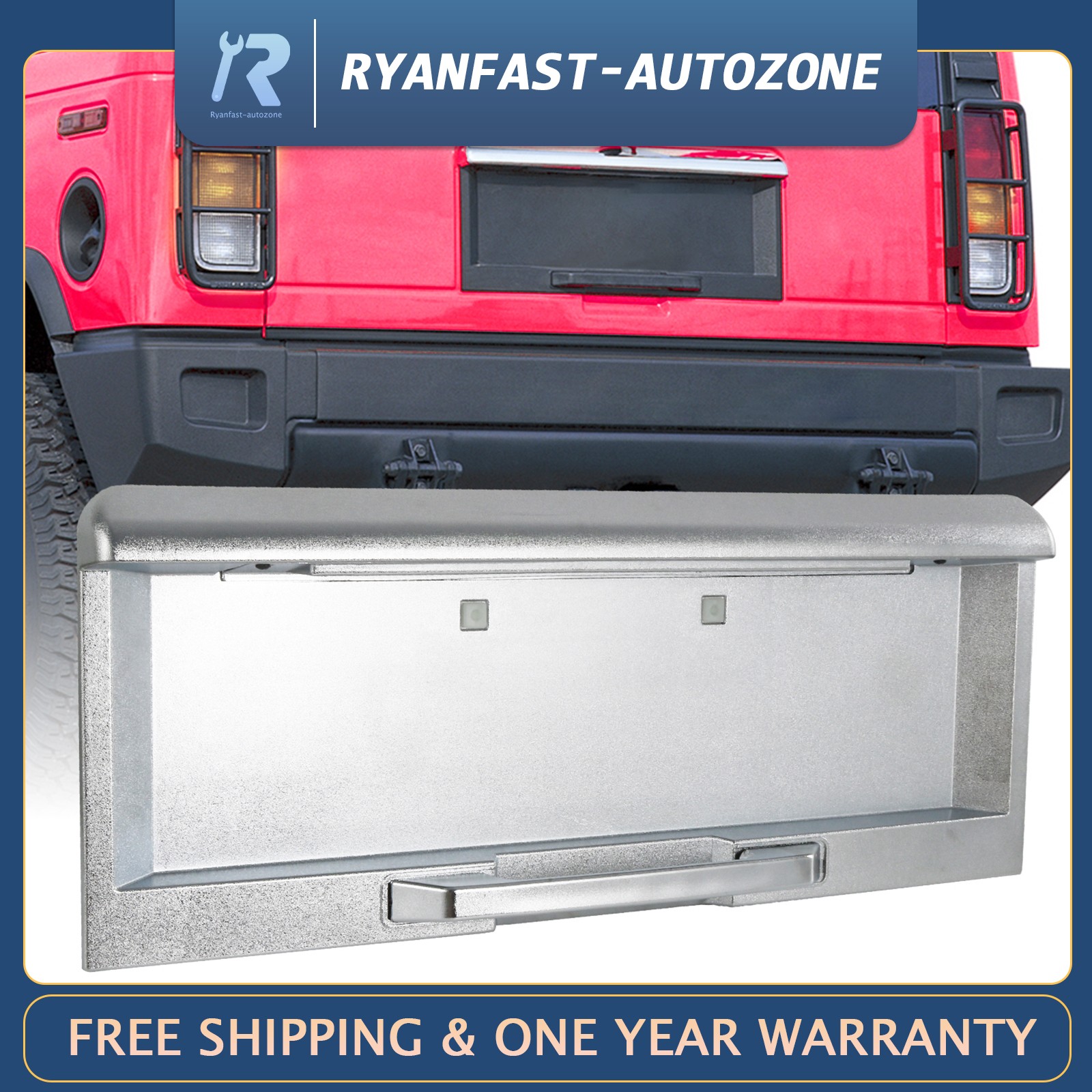 Silver Rear Tailgate License Plate Pocket Panel For Hummer H2 2003-2005 15135441