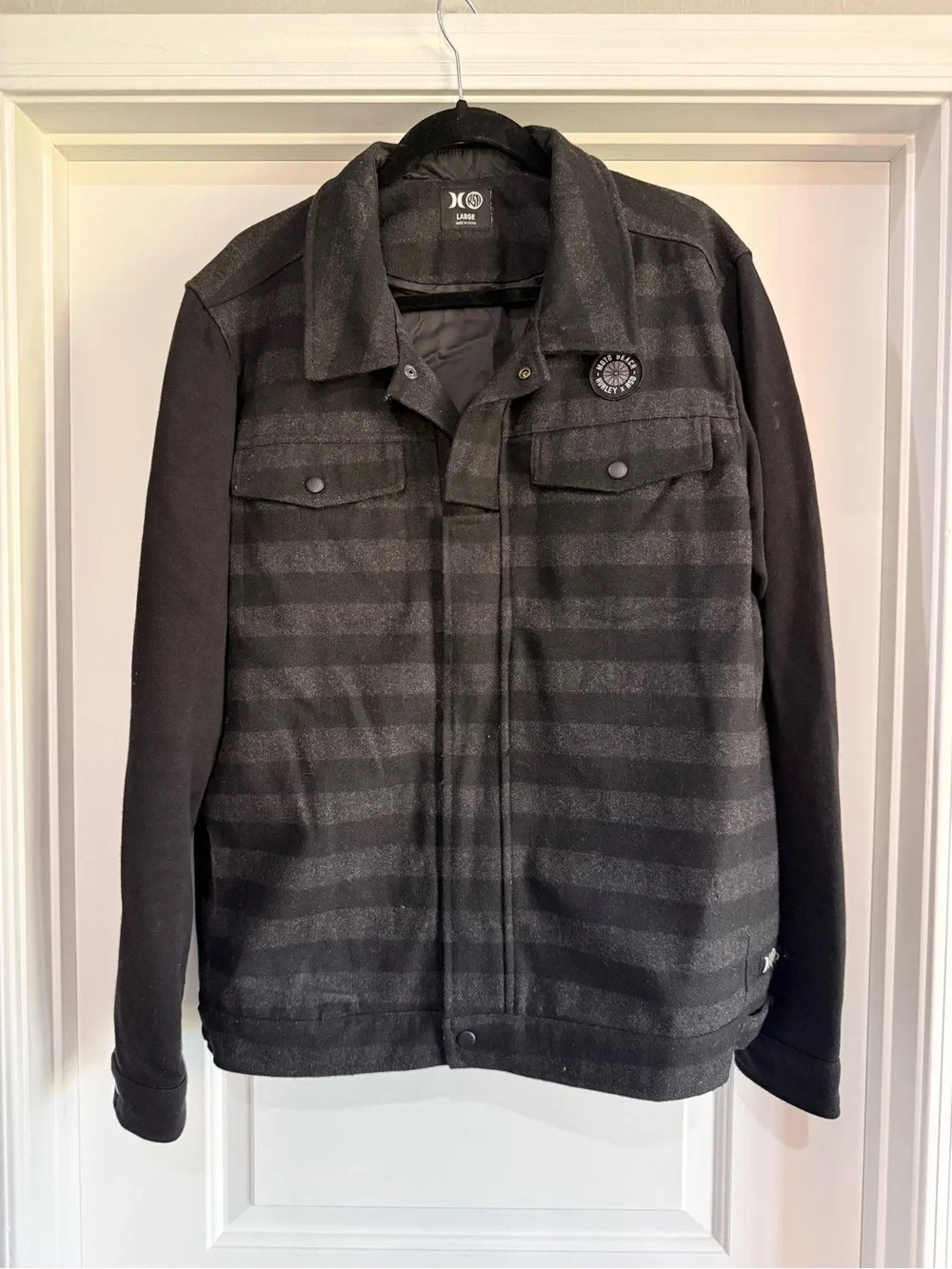 Hurley x Roland Sands Design (RSD) Men’s Striped Black Coat Size Large