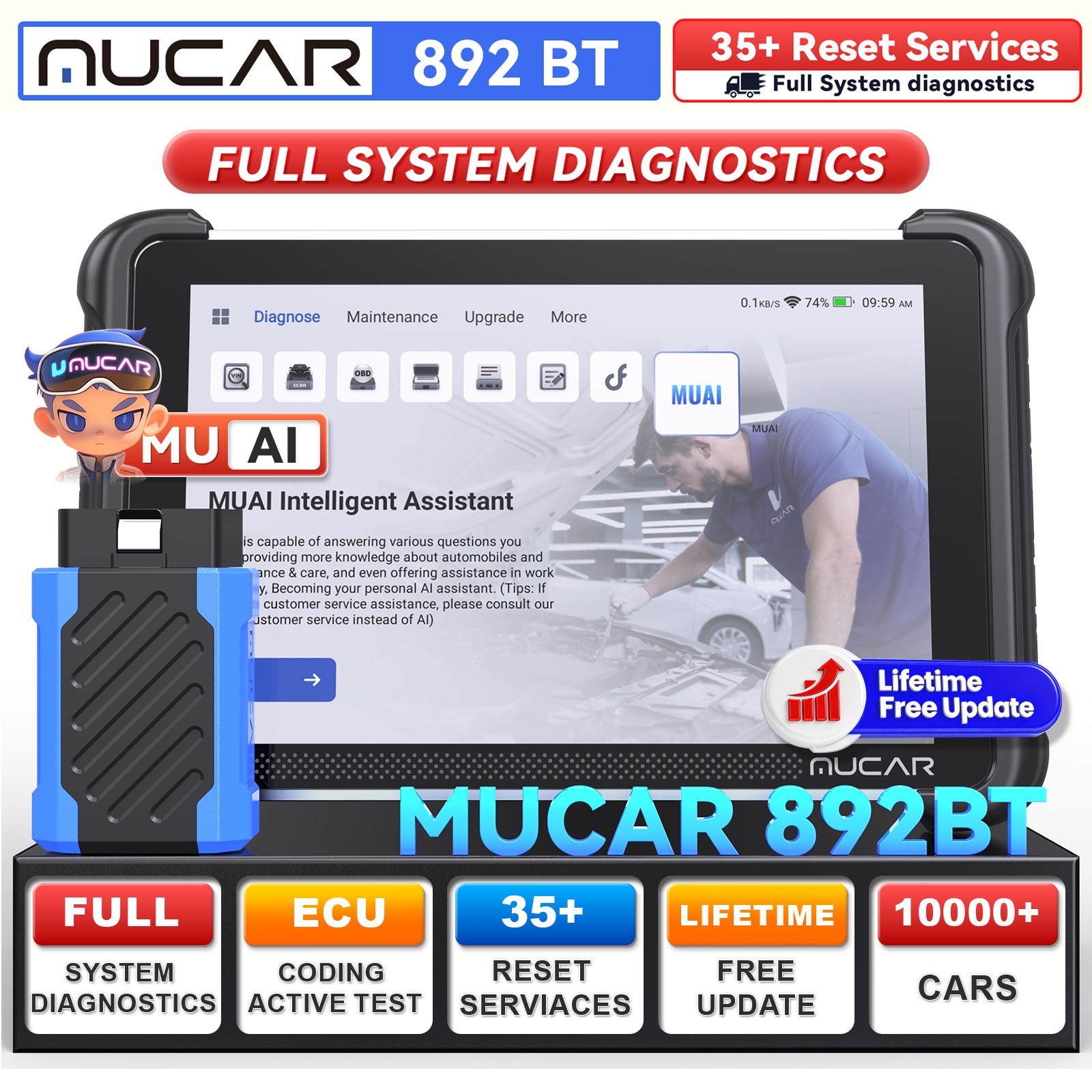 MUCAR X93 892BT/892BT PRO MUAI Topology Full System OBD2 Scanner Diagnostic Tool