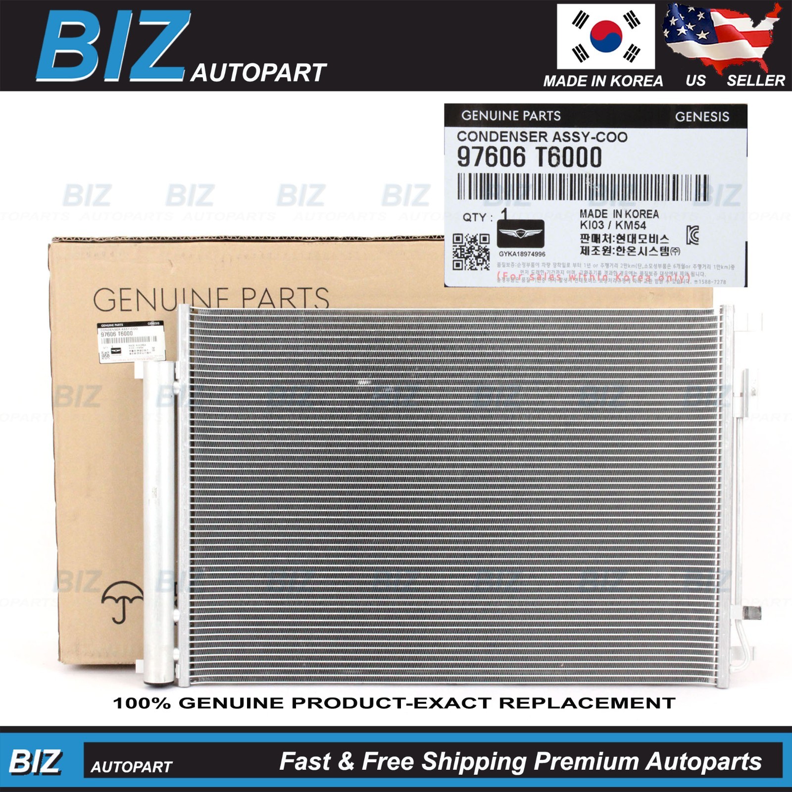 Genuine A/C Condenser for 2021-2023 Genesis G80 2021-24 GV80 2.5L 97606-T6000