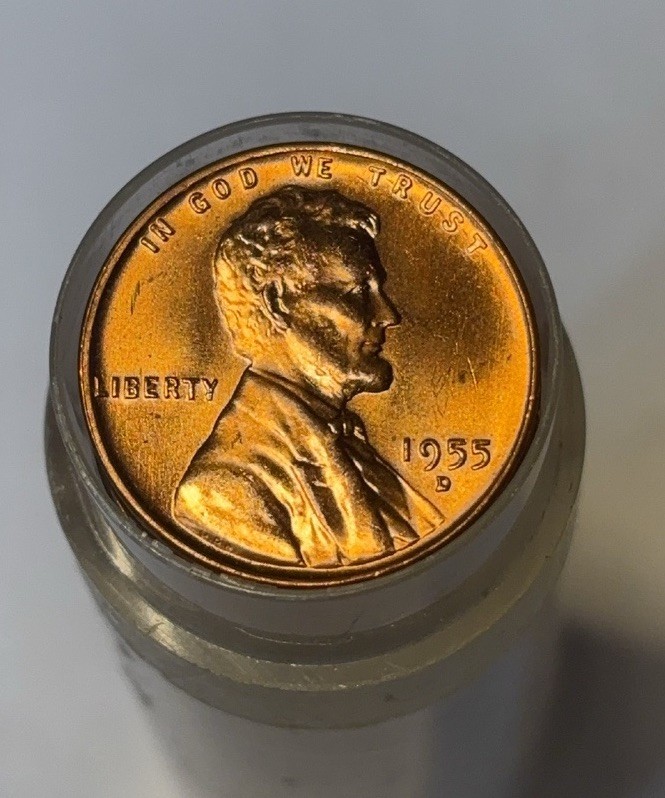 1955-D Lincoln Wheat Penny Cent - ABSOLUTE GEM BU Roll