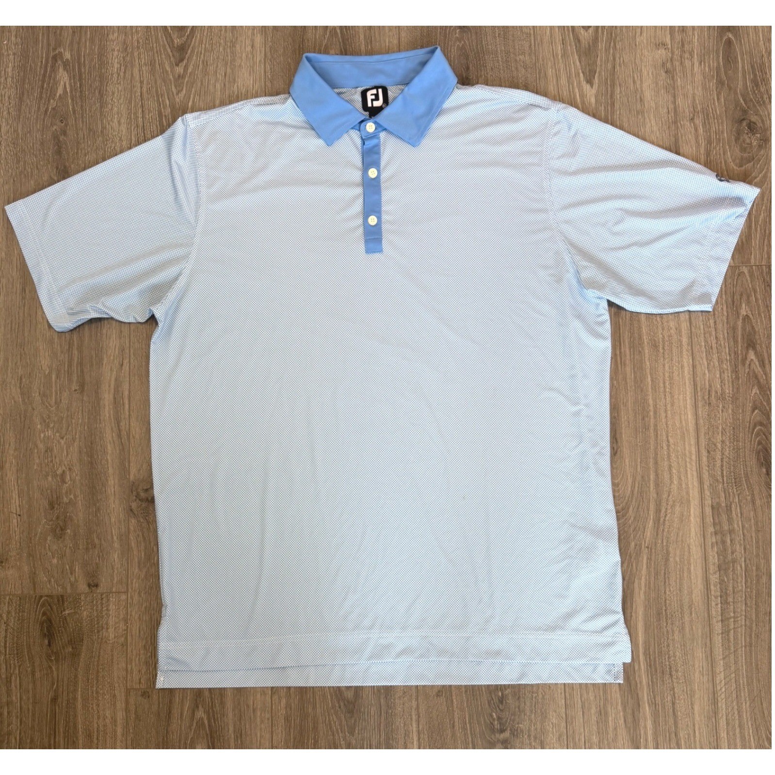 FootJoy Polo Shirt Size XL Blue Gingham Golf Performance Sportswear