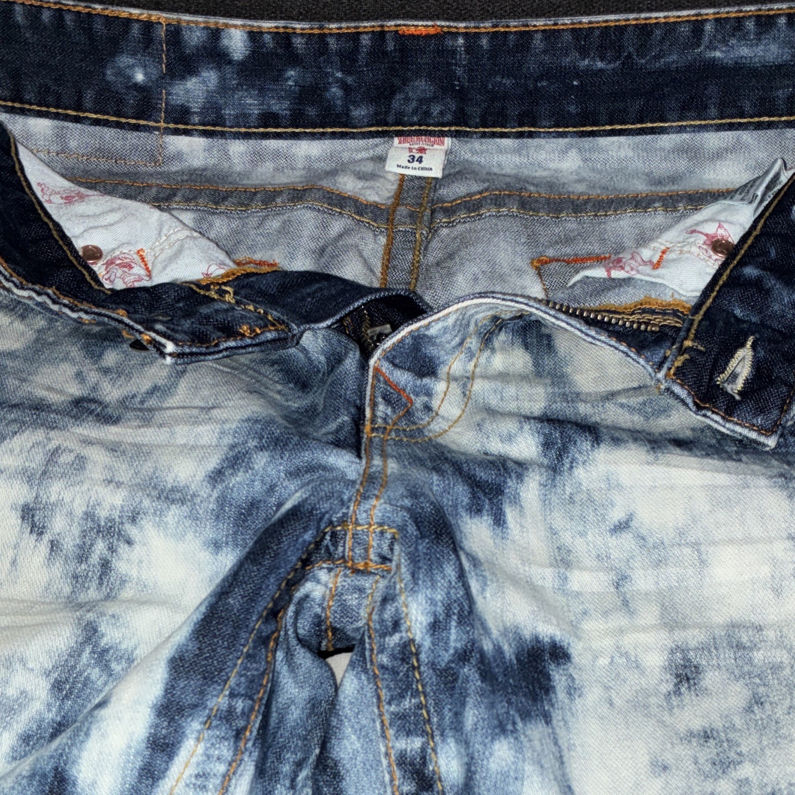 True Religion World Tour Section Slim Men’s Blue Acid Wash Jeans 34x33 True Religion World Tour Section Slim Men’s Blue Acid Wash Jeans 34x33