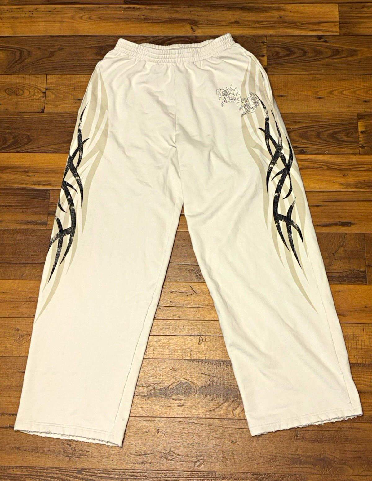 Balenciaga Unisex White/Black Logo Graphic Cotton Sweatpants Drawstring M Balenciaga Unisex White/Black Logo Graphic Cotton Sweatpants Drawstring M