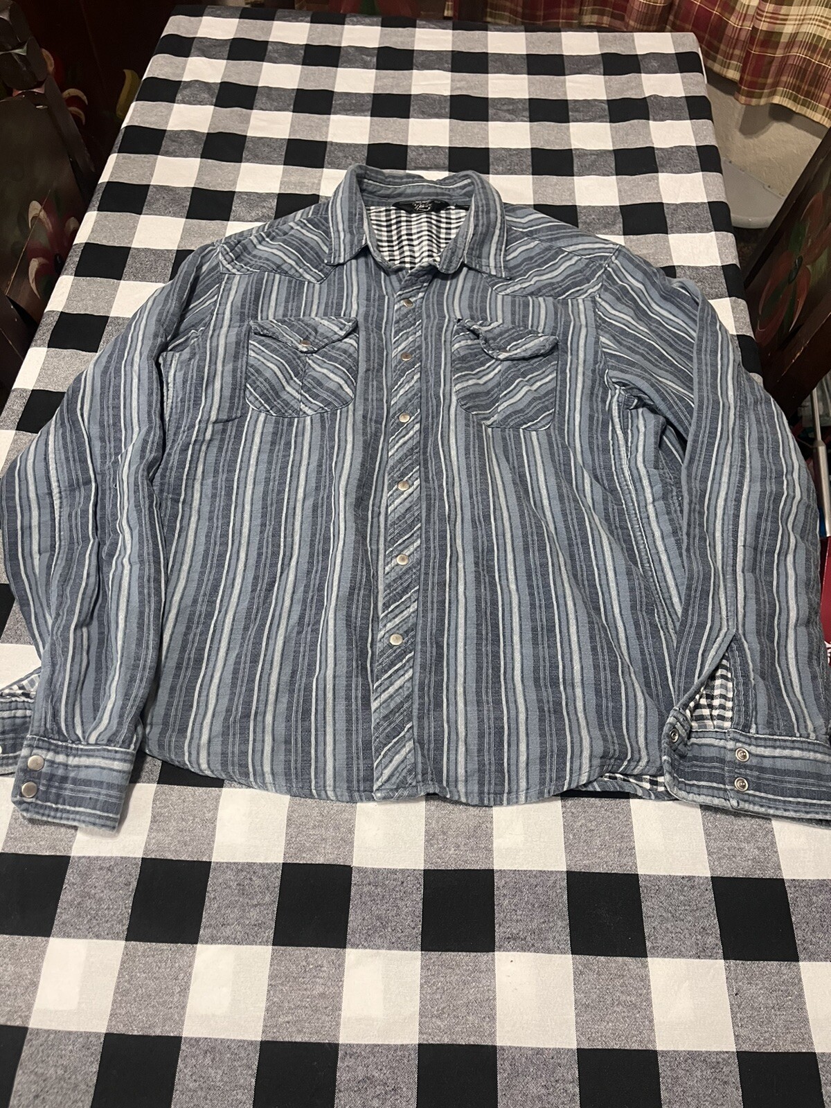 Mens Salt Valley Western Long Sleeve Button Shirt Size XL Ck Measurements Nice