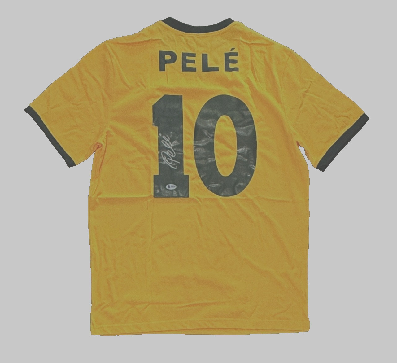 Brazil Pele Signed Soccer CUSTOM Jersey Autographed Beckett BAS COA