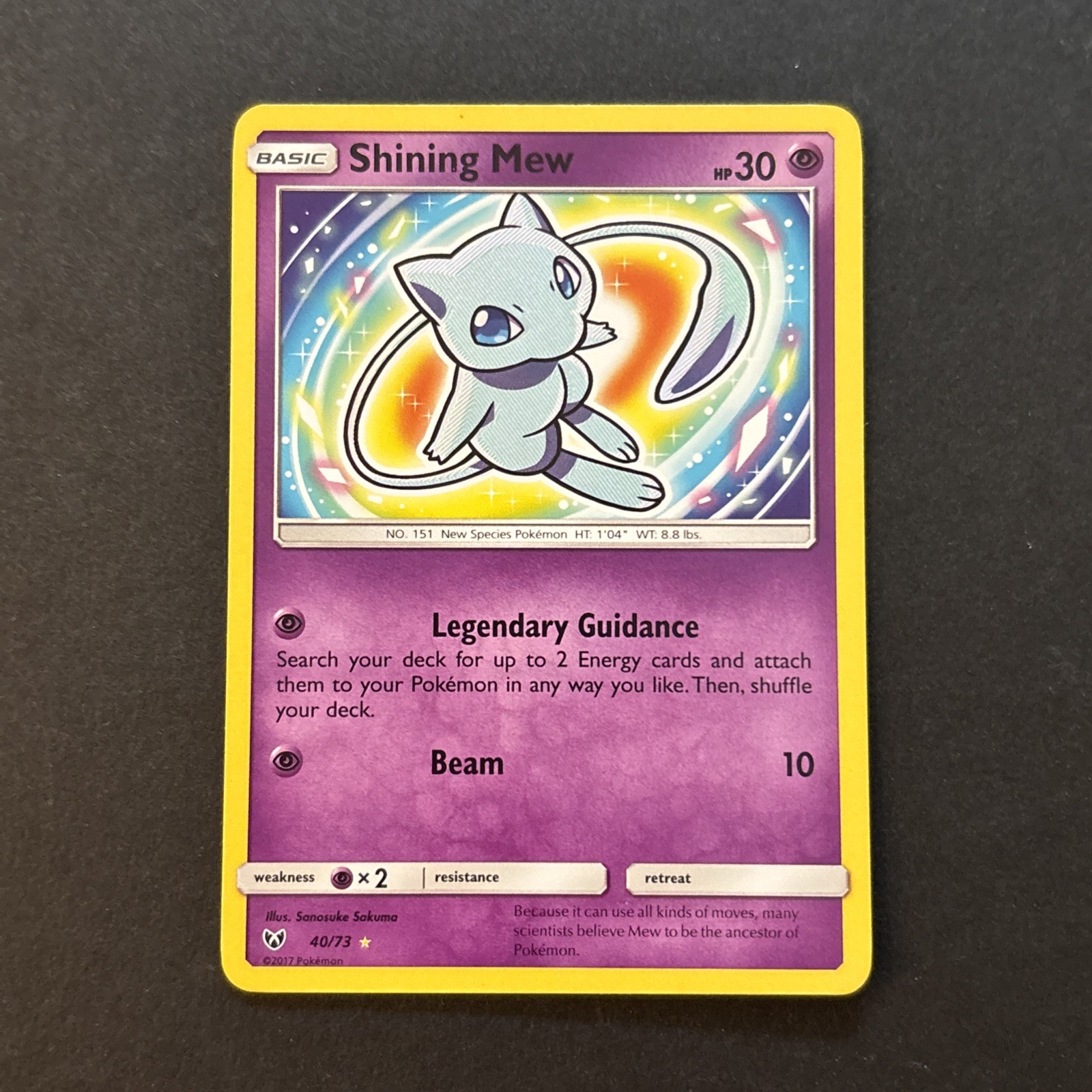** Shining Mew 40/73 NM Shining Legends Pokemon Sun & Moon SM