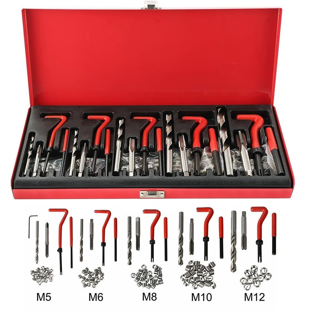 M5 M6 M8 M10 M12 Helicoil Thread Repair 131Pcs Set & Metric Rethreading Tool Kit M5 M6 M8 M10 M12 Helicoil Thread Repair 131Pcs Set & Metric Rethreading Tool Kit