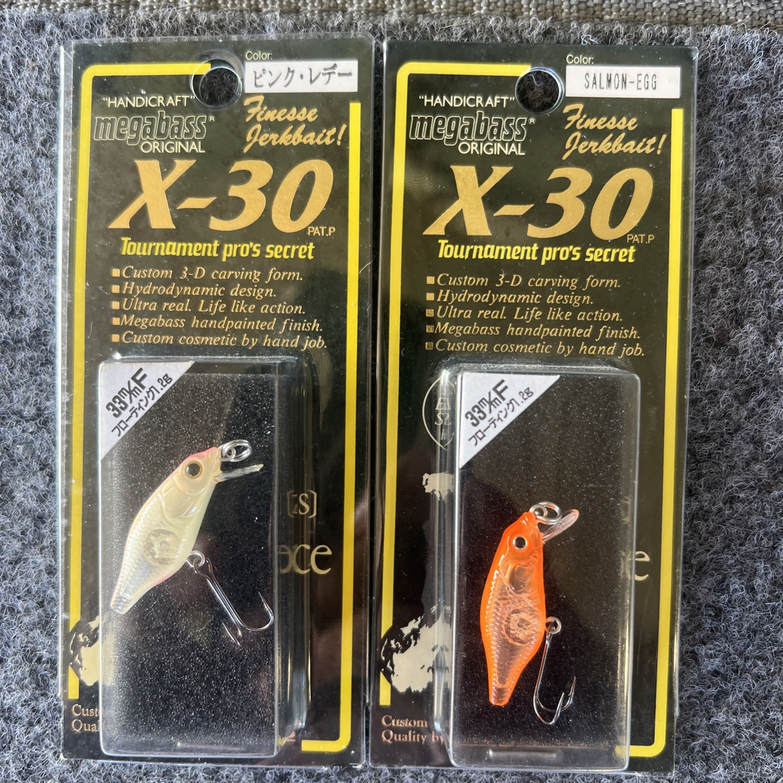 Megabass X-30 Finesse Jerkbait Lot Of Two 1998 Pink Redy Salmon Egg Megabass X-30 Finesse Jerkbait Lot Of Two 1998 Pink Redy Salmon Egg