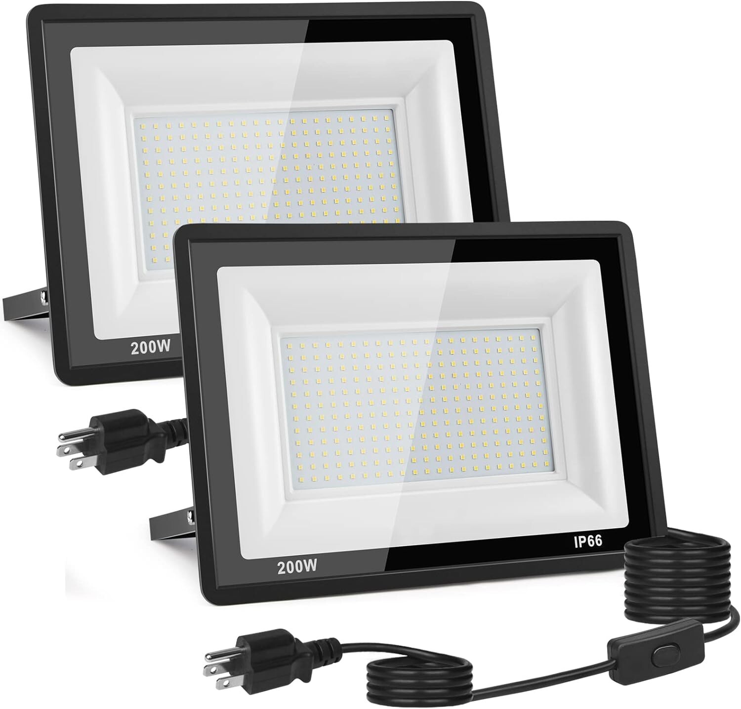200W 22000LM LED Flood Light Outdoor IP66 Waterproof, 5000K Daylight White 2Pack
