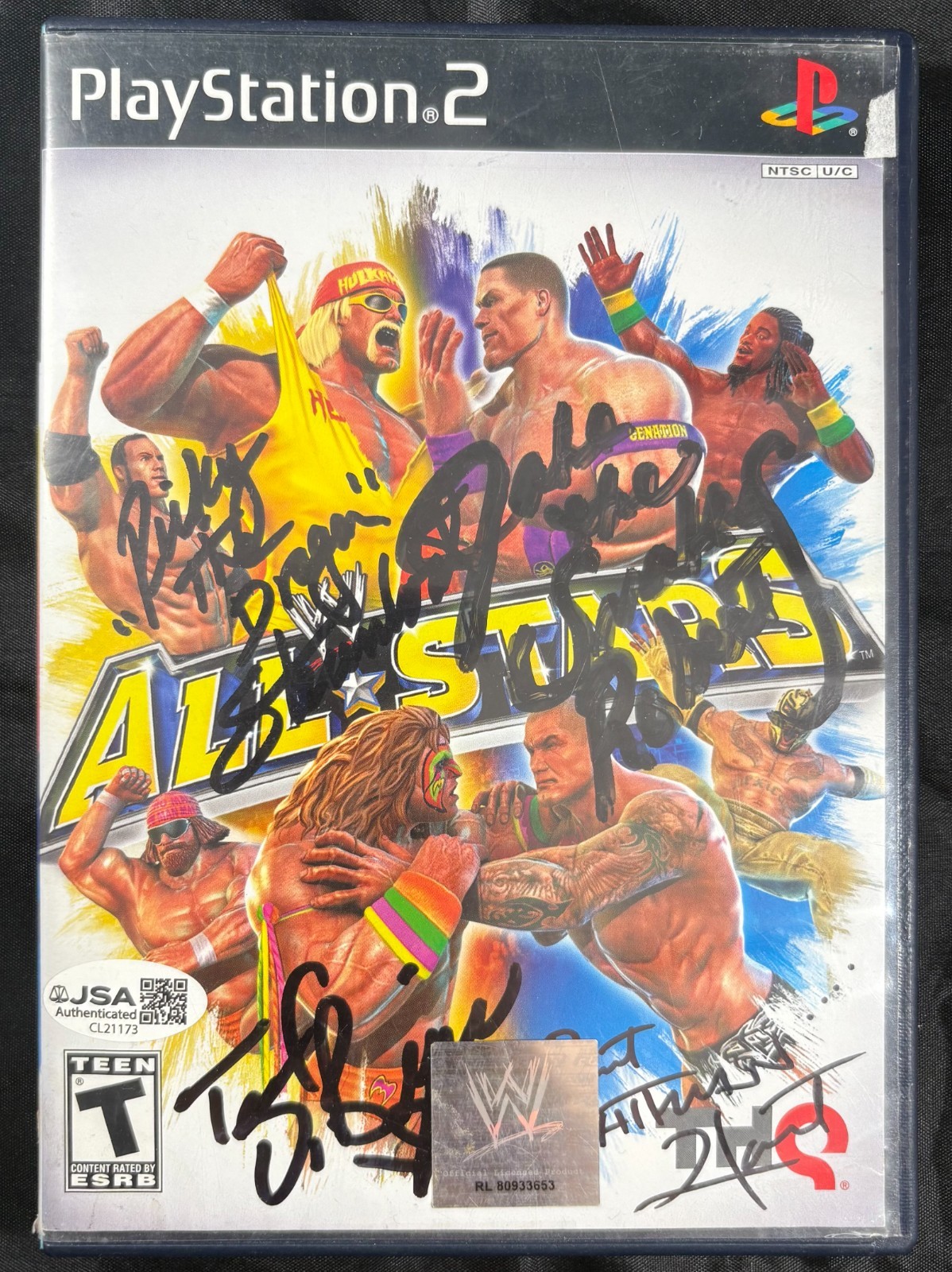 T.Dibiase, J.Roberts,R. Steamboat, B. Hart signed WWE ALL-STARS game JSA