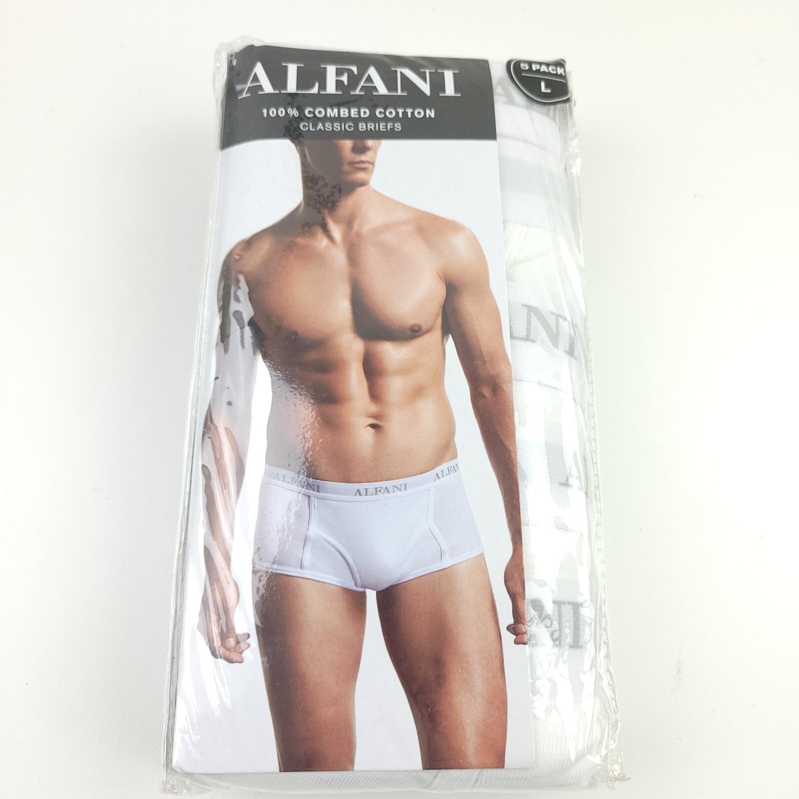 Alfani Classic Briefs Underwear Mens Large 5-Pack Solid White Tagless Cotton 