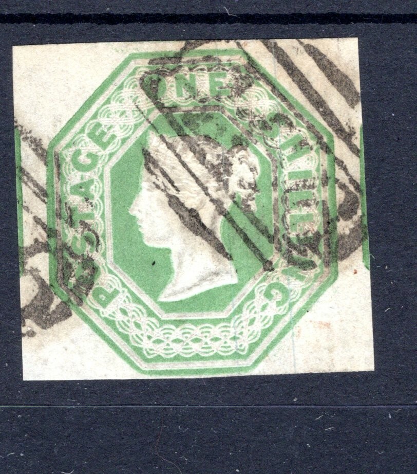 GB 1847 SG 55 1/- green Die 1 superb used example with exceptional embossing,