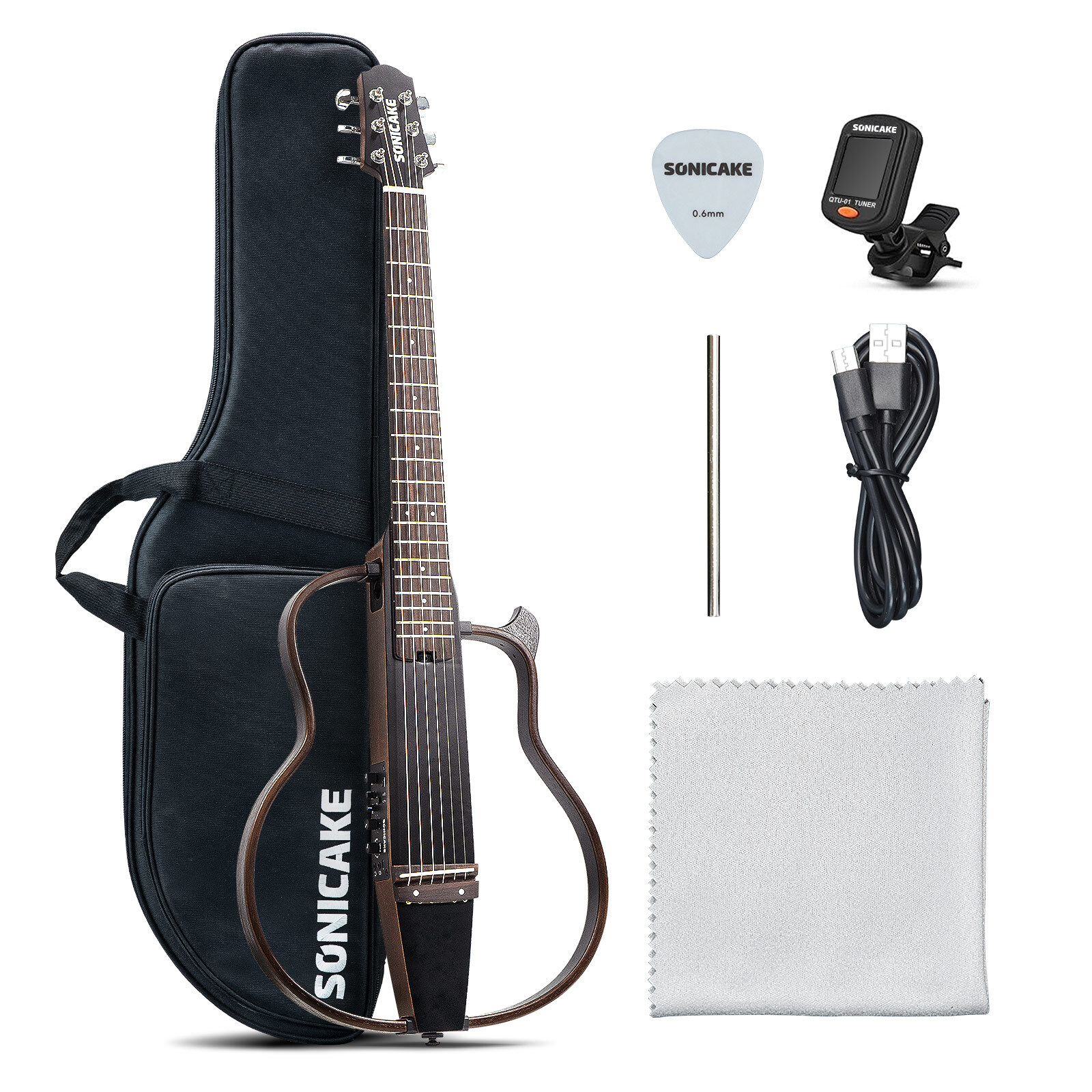 Sonicake Travel Guitar, Portable Solid Mahogany Body Acoustic-Electric Guitar Sonicake Travel Guitar, Portable Solid Mahogany Body Acoustic-Electric Guitar