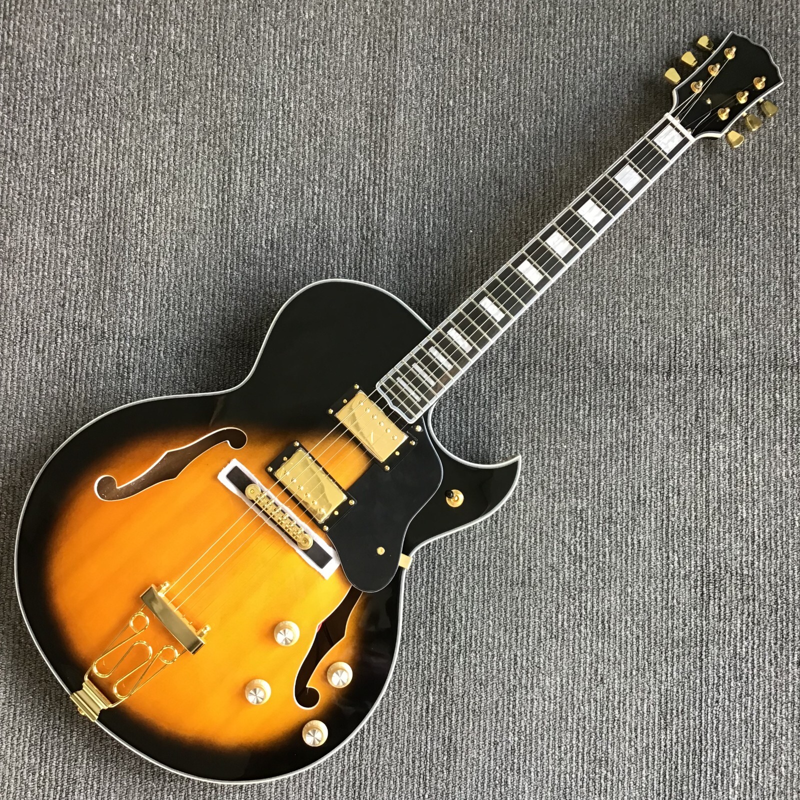 Hollow Body Electric Guitar Byrdland Style sunburst Jazz Guitar 23.4 gold