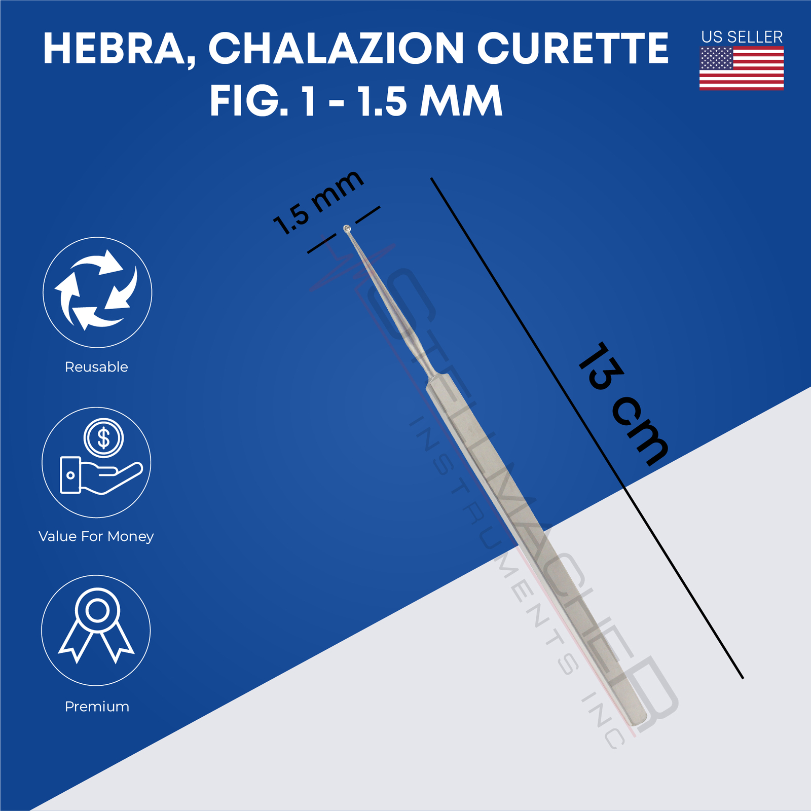 Hebra Chalazion Curette Ophthalmic Eye Surgery Instrument Stainless Steel Tool