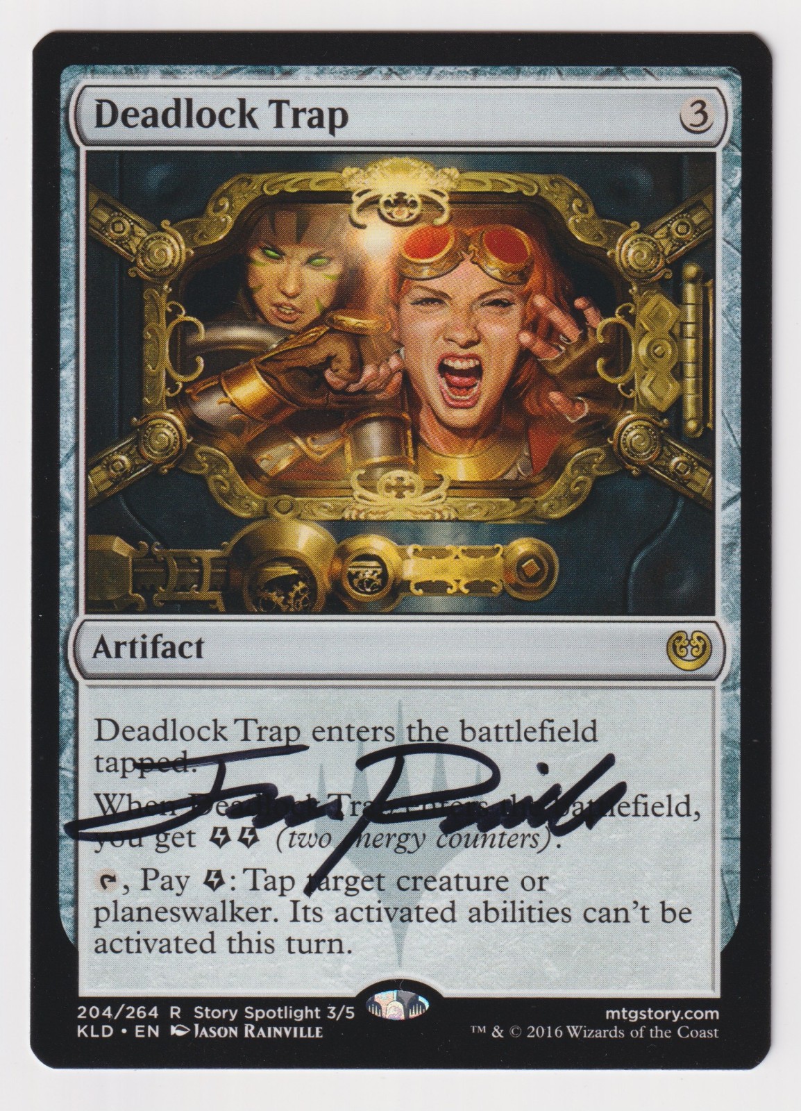 Signed Deadlock Trap LP Kaladesh Artist Jason Rainville 2016 WOTC MTG Magic Rare