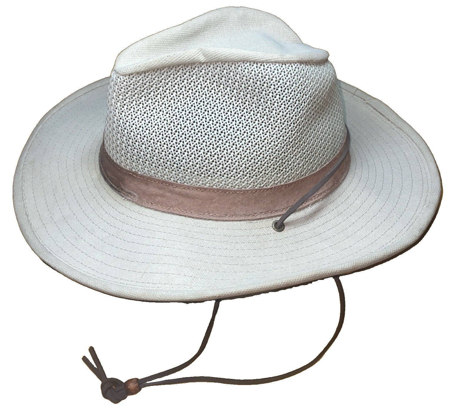VTG Orvis Mens XL Beige Mesh Safari Hat Tan Canvas Leather Band USA Made VTG Orvis Mens XL Beige Mesh Safari Hat Tan Canvas Leather Band USA Made