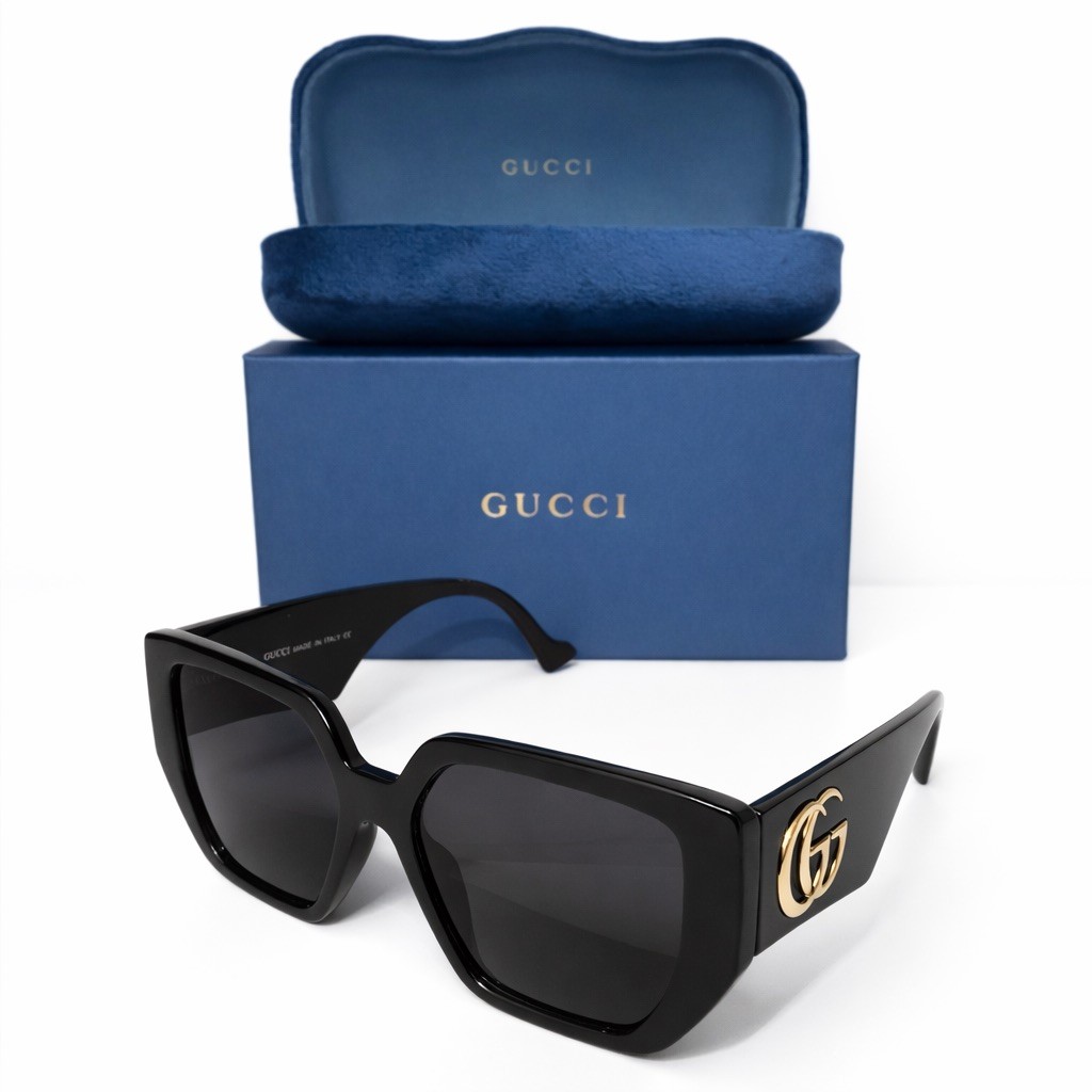Gucci Women\'s Oversized Black/Gold Geometric Square Sunglasses *GREAT CONDITION*