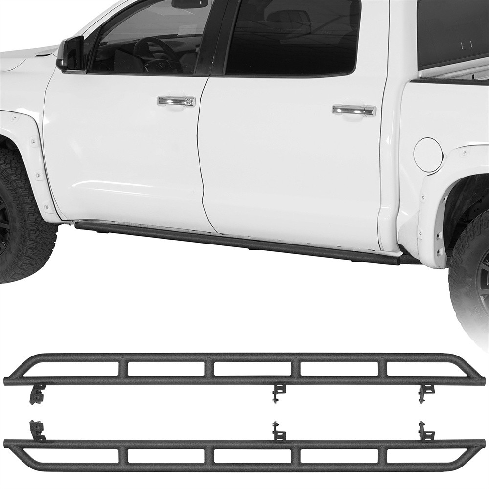 Fit 07-21 Toyota Tundra CrewMax Rock Sliders Tube Door Armor Guards Step Rails
