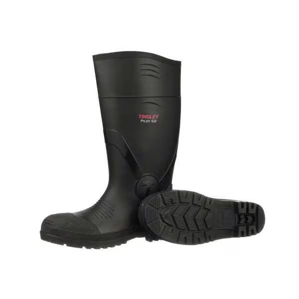 Tingley Men\'s Pilot G2 Tall Rubber Boots, Plain Toe, Black, 13 31161 Tingley