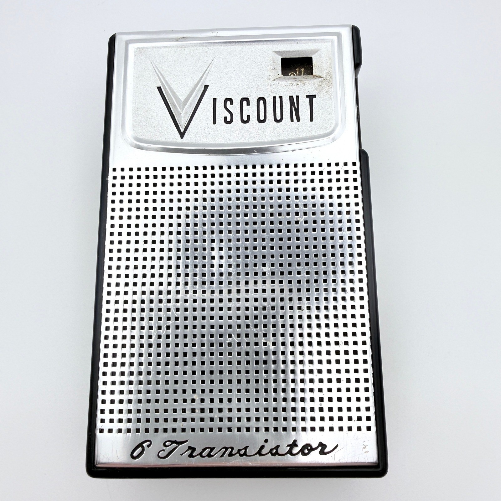 Viscount 6 Transistor Radio 616A 114x68mm Silver Black Vintage Pocket Radio